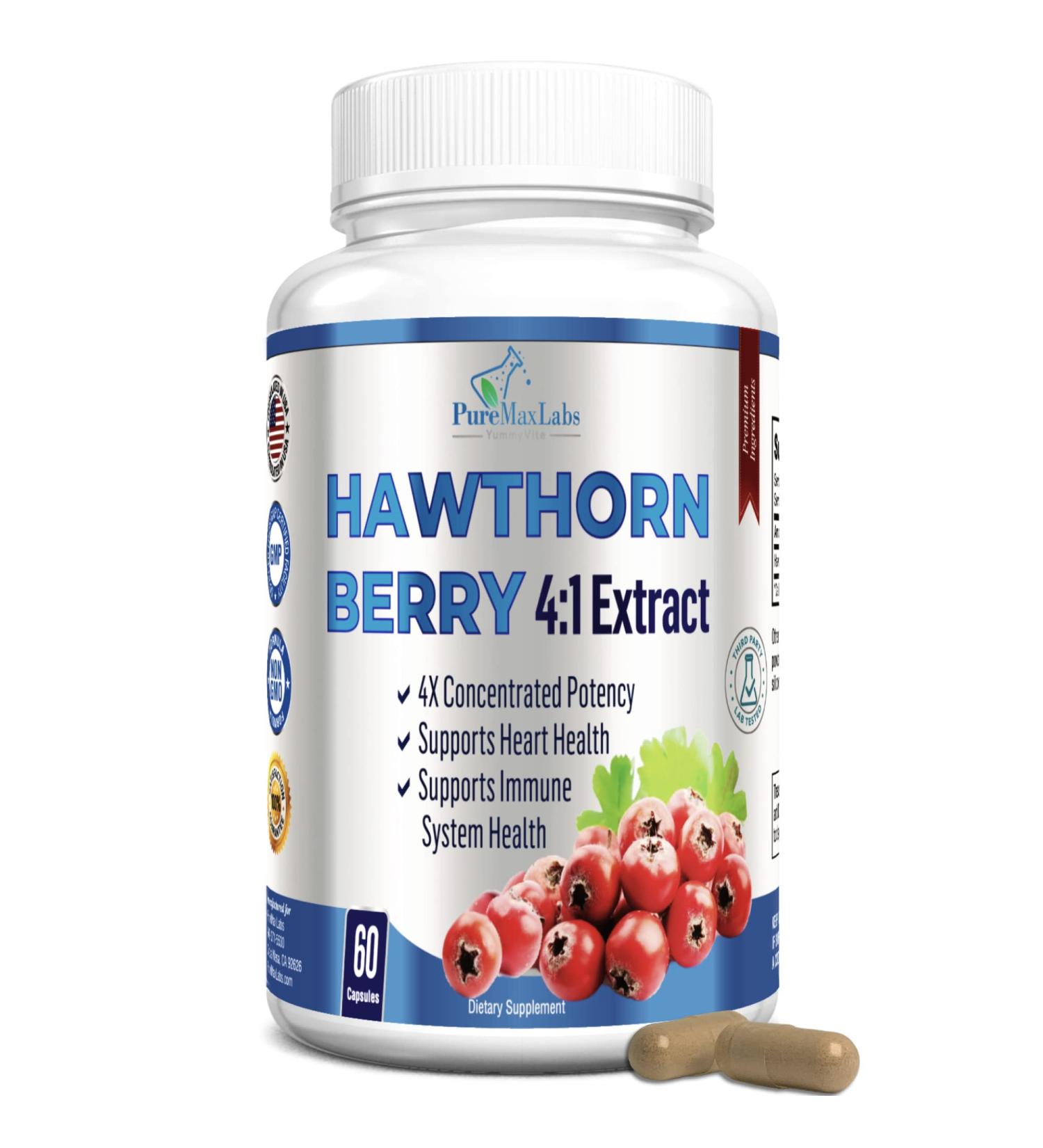 YUMMYVITE Hawthorn Berry 4:1 Extract Capsules - Immune System Support & Super Antioxidant - Buy Online on GoSupps.com