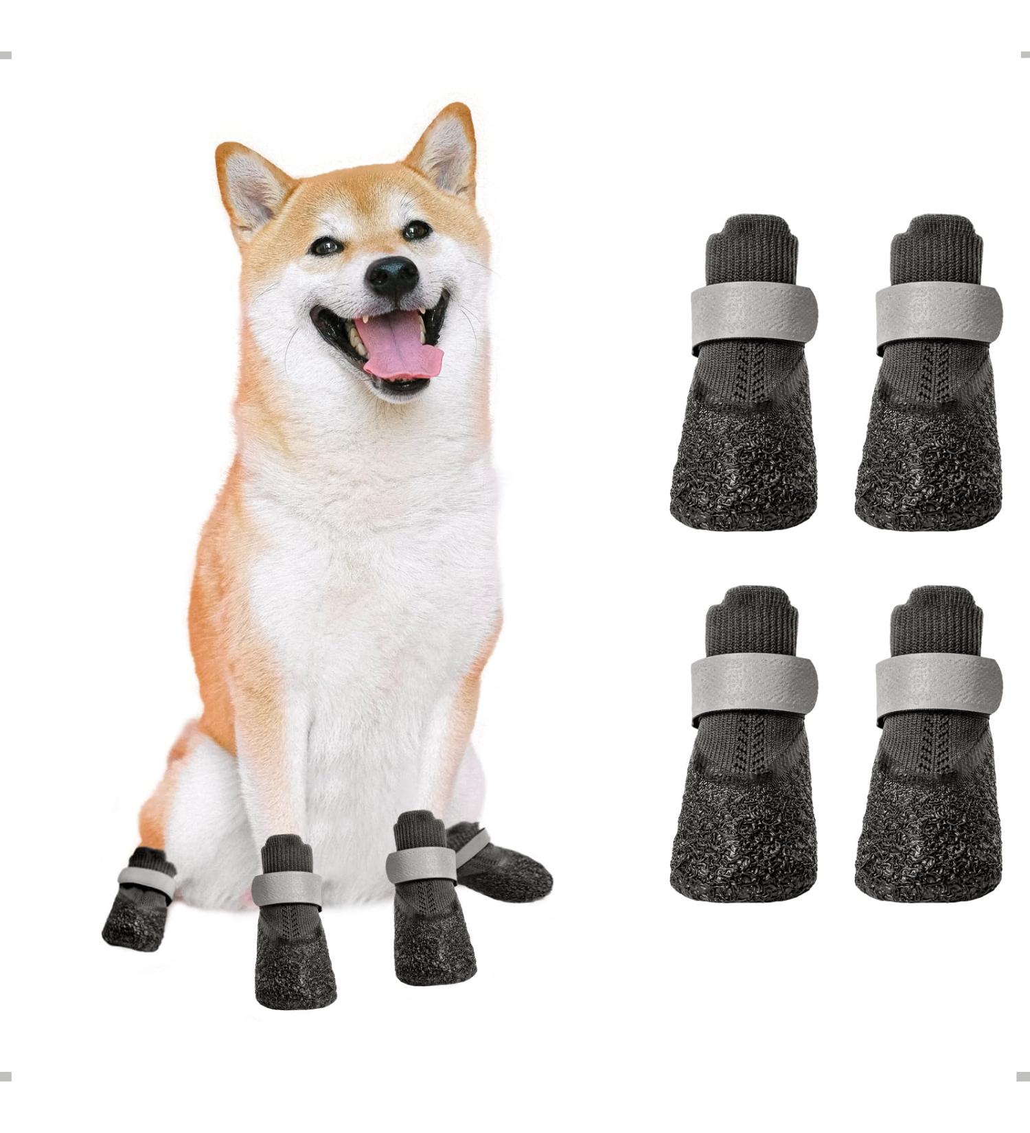 Waterproof Dog Boots - Non-Slip Paw Protection Shoes with Adjustable Reflective Straps for All Sizes - 4 Pieces (Size M Black) - Buy Online on GoSupps.com