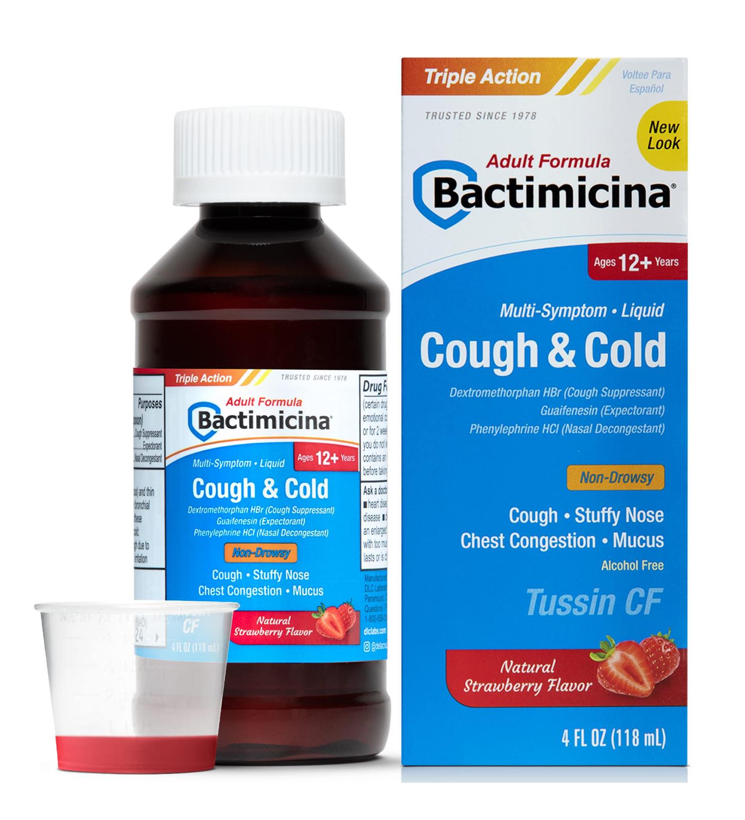 Bactimicina Cough & Cold Liquid - Expectorant and Decongestant - Ages 18 and Up - 4 Fl OZ - Buy Online on GoSupps.com
