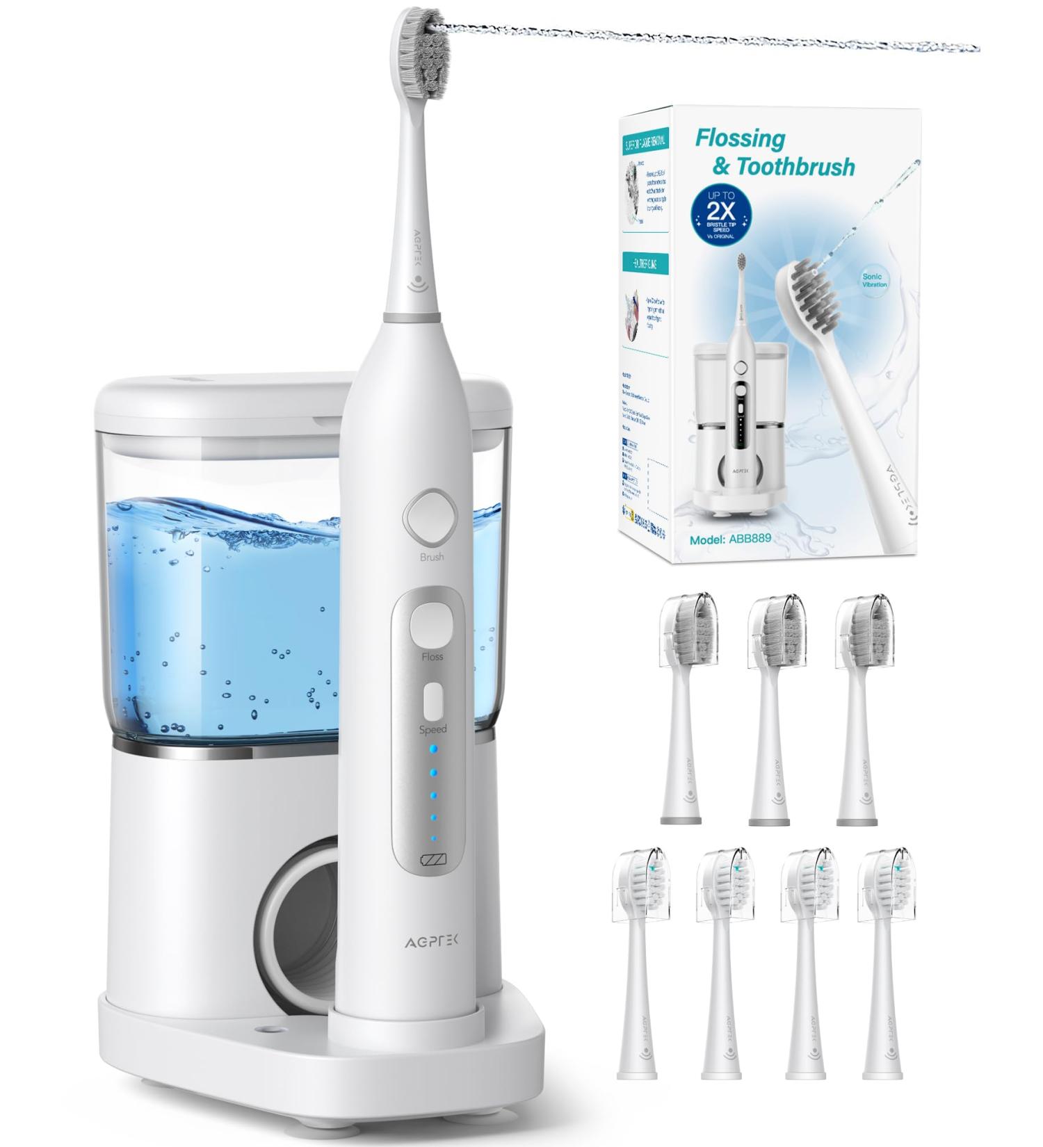 AGPTEK Electric Toothbrush & Water Flosser Combo - 7 Brush Heads 5 Modes Portable Travel Design International Shipping Available - Buy Online on GoSupps.com