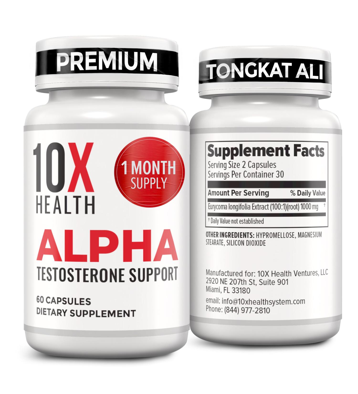 10X Health Alpha Testosterone Supplement for Men - 60 Capsules Mens Testosterone Supplement with Tongkat Ali 1000mg - Strength Vitality & Muscle Growth Supplements for Men - Buy Online on GoSupps.com