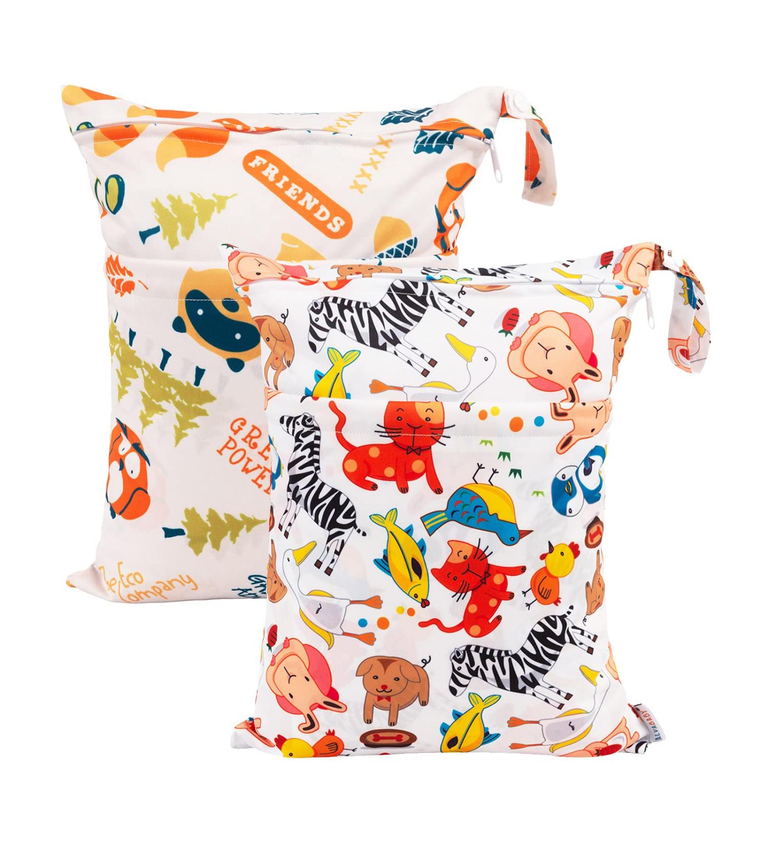 ALVABABY 2pcs Waterproof Reusable Baby Cloth Nappy Wet Dry Bags with Two Zippered Pockets - Ideal for Travel, Beach, Pool, Gym - LZ0708-UK Lz0708 2PCS - Buy Online on GoSupps.com