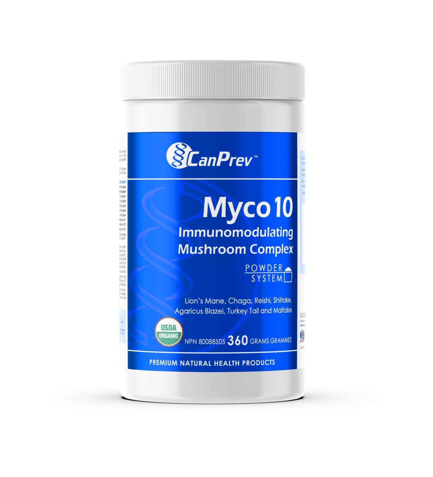 CanPrev Myco10 Mushroom Complex | 360g Powder | Turkey Tail Mushroom Powder | Lion' Mane Mushroom Supplements - Chaga Mushroom Powder | Reishi Mushroom Powder | Immunomodulating | Mushroom Immune Support - Buy Online on GoSupps.com