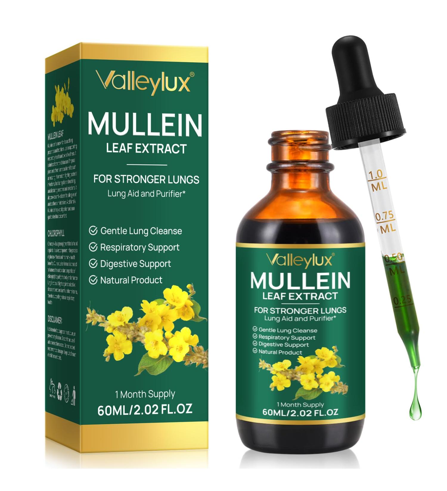 mullein leaf extract naturelles gouttes de mol ne avec chlorophylle pour poumons nettoyage absorption rapide 60 ml - Buy Online on GoSupps.com