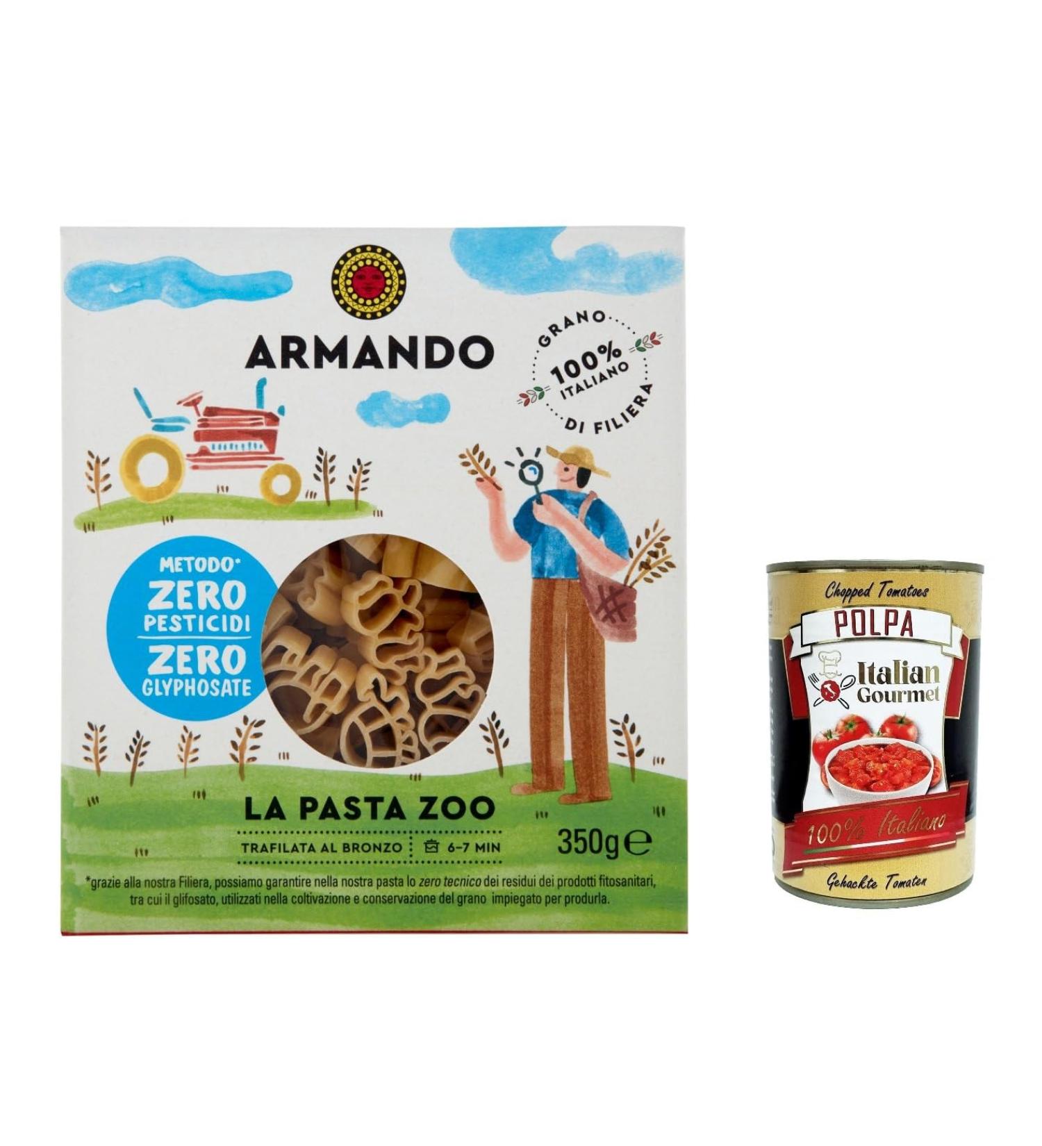  Italian Gourmet E.R. Pack of 5 Armando la Pasta Zoo animal-shaped pasta 100% Italian 350g + Italian Gourmet polpa 400g - Buy Online on GoSupps.com