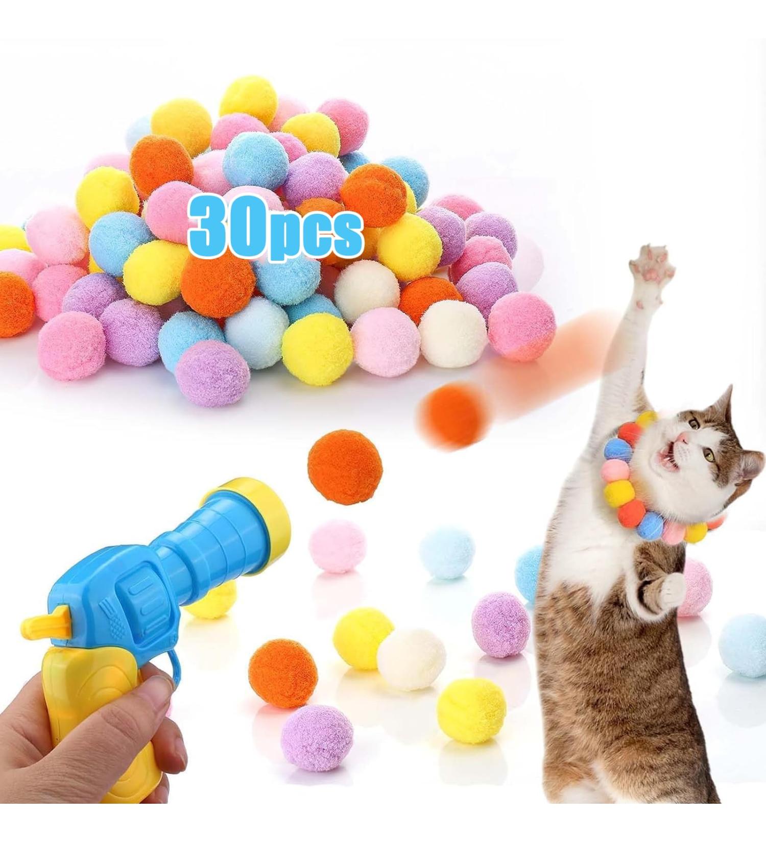 Interactive cat Toy Ball cat Toy Launcher and 30 Plush Ball Sets Fun Silent Plush Elastic Ball Indoor cat Toy Interactive cat Toy for Cute Cats. - Buy Online on GoSupps.com