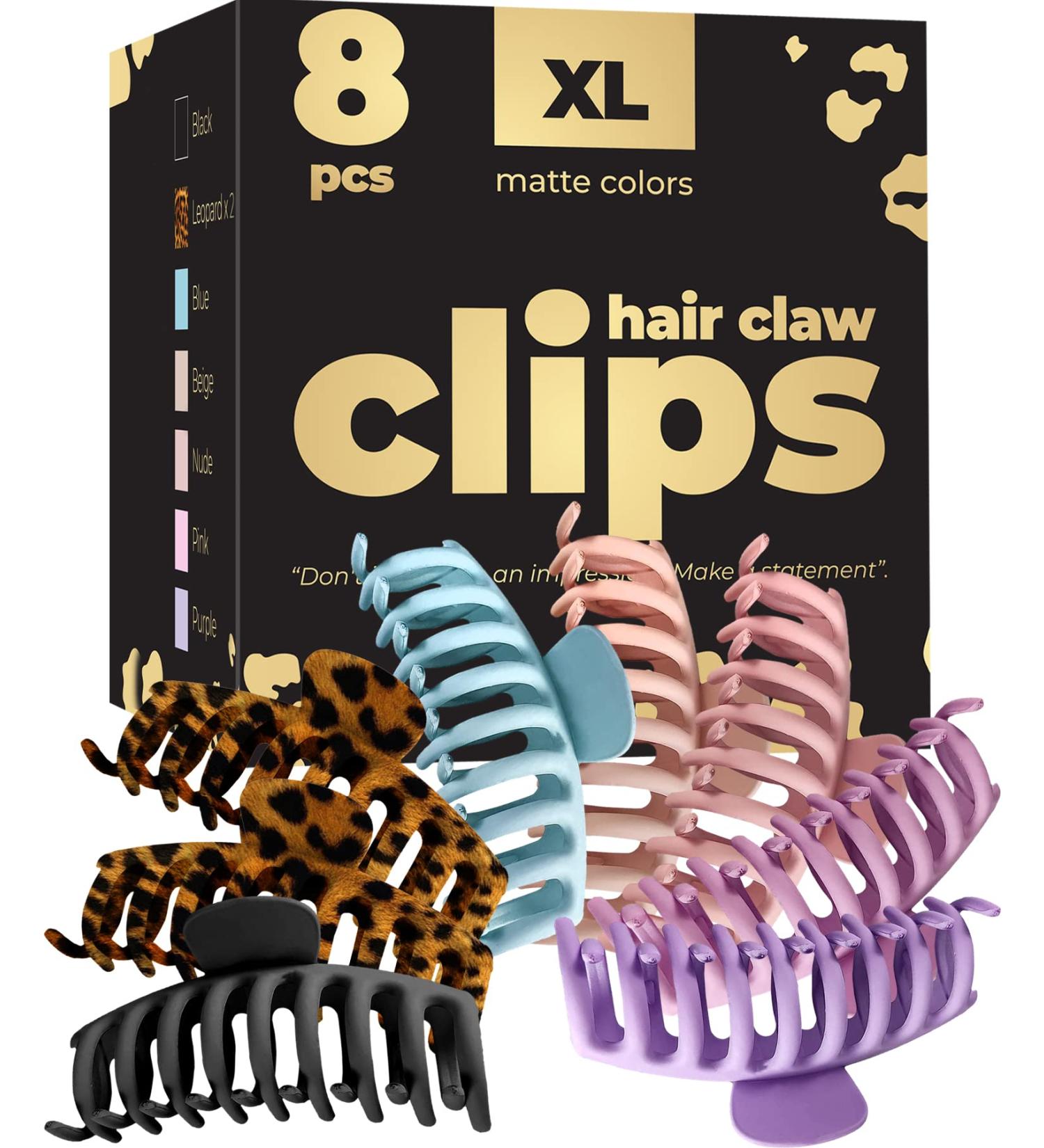 Premium Big Claw Clips (8 Pack) for Women - Ideal for Thick or Thin Hair | Strong and Stylish Hair Claw Clips for Easy Styling - Buy Online on GoSupps.com