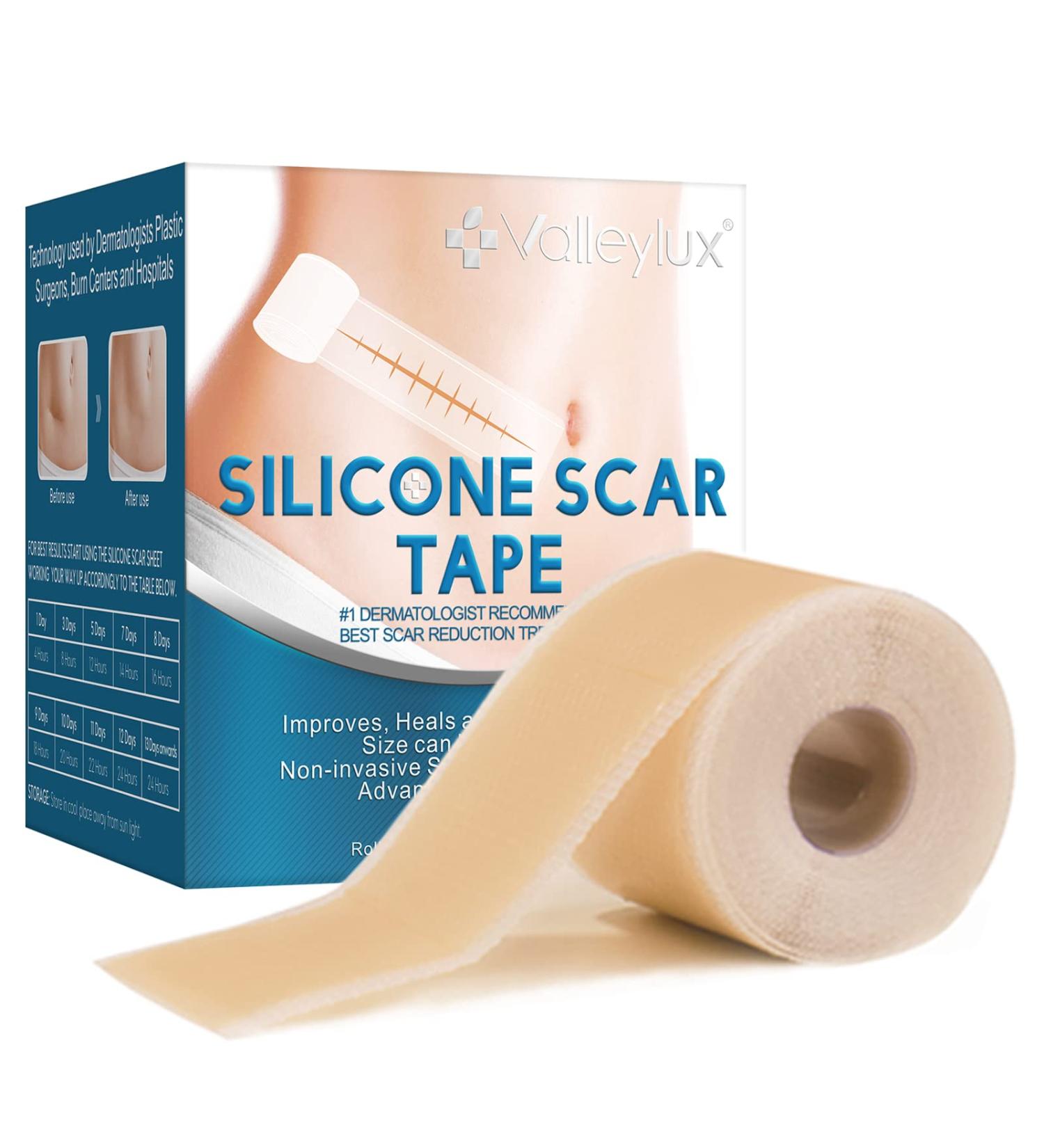 Reusable Silicone Scar Sheets - Medical Grade Tape for Scar Removal - 1 Nude Soft Scar Strips for Surgery, C-section, Burns, Acne, Keloid - Easy-Tear 1.6'' x 60 - Buy Online on GoSupps.com