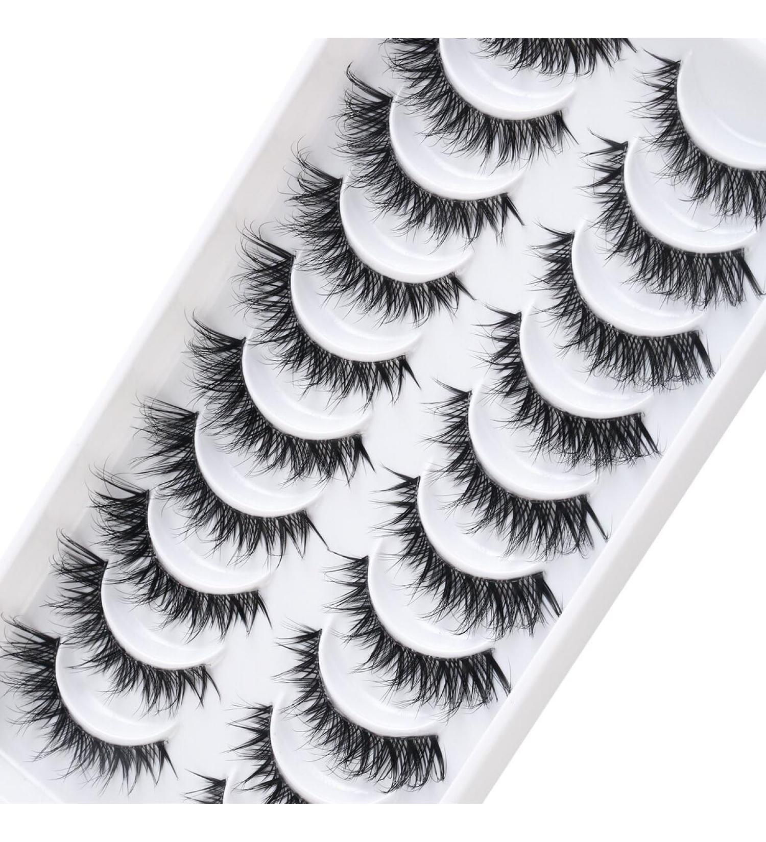 3D False Eyelashes - Handmade Natural Look Fluffy Strip Lashes | Multipack of 10 Pairs (Hyal09W) - Shop Internationally - Buy Online on GoSupps.com
