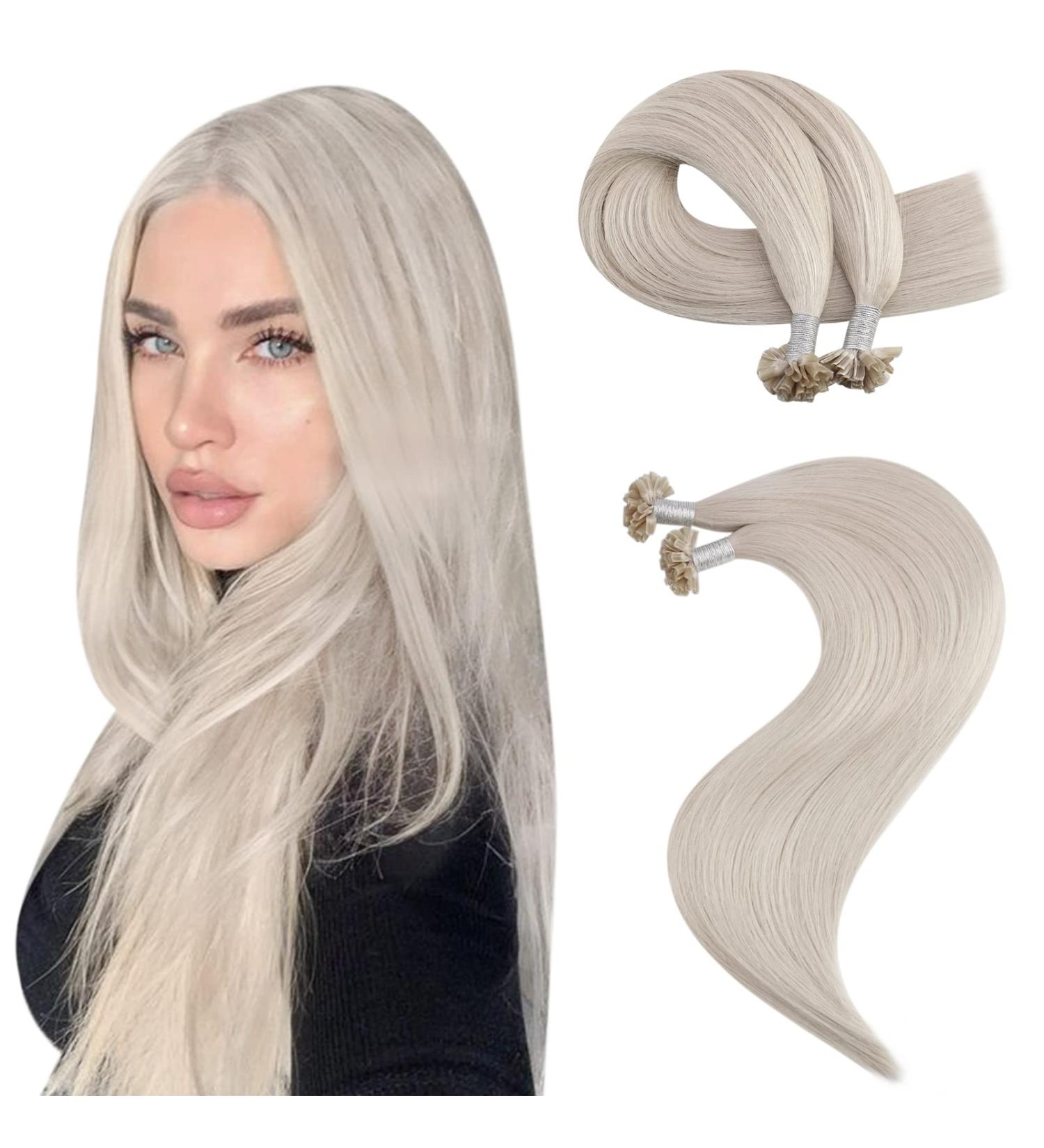 Moresoo U-Tip Bonding Extensions - 1g Real Remy Hair White Blond #60A - 50g 60cm Hot Fusion Extensions - Buy Online on GoSupps.com