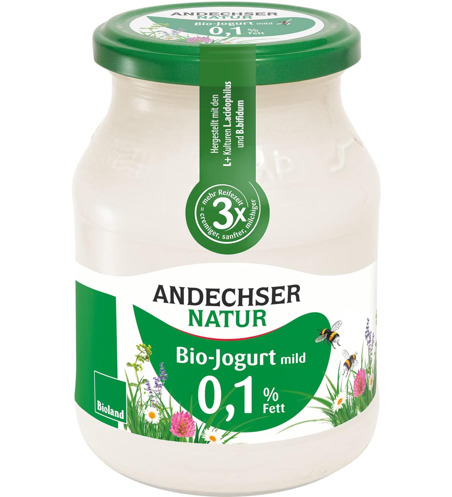 Andechser Natur Bio Jog. Natural mild 0.1% (6 x 500 gr) 500 g (pack of 6)