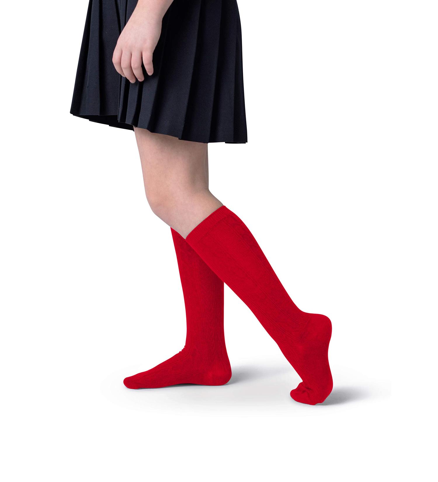 Girls Knee High Bamboo Seamless Toe Socks 3 Pack - Red School Uniform Socks for Little Big Girls 7-8 - Buy Online on GoSupps.com