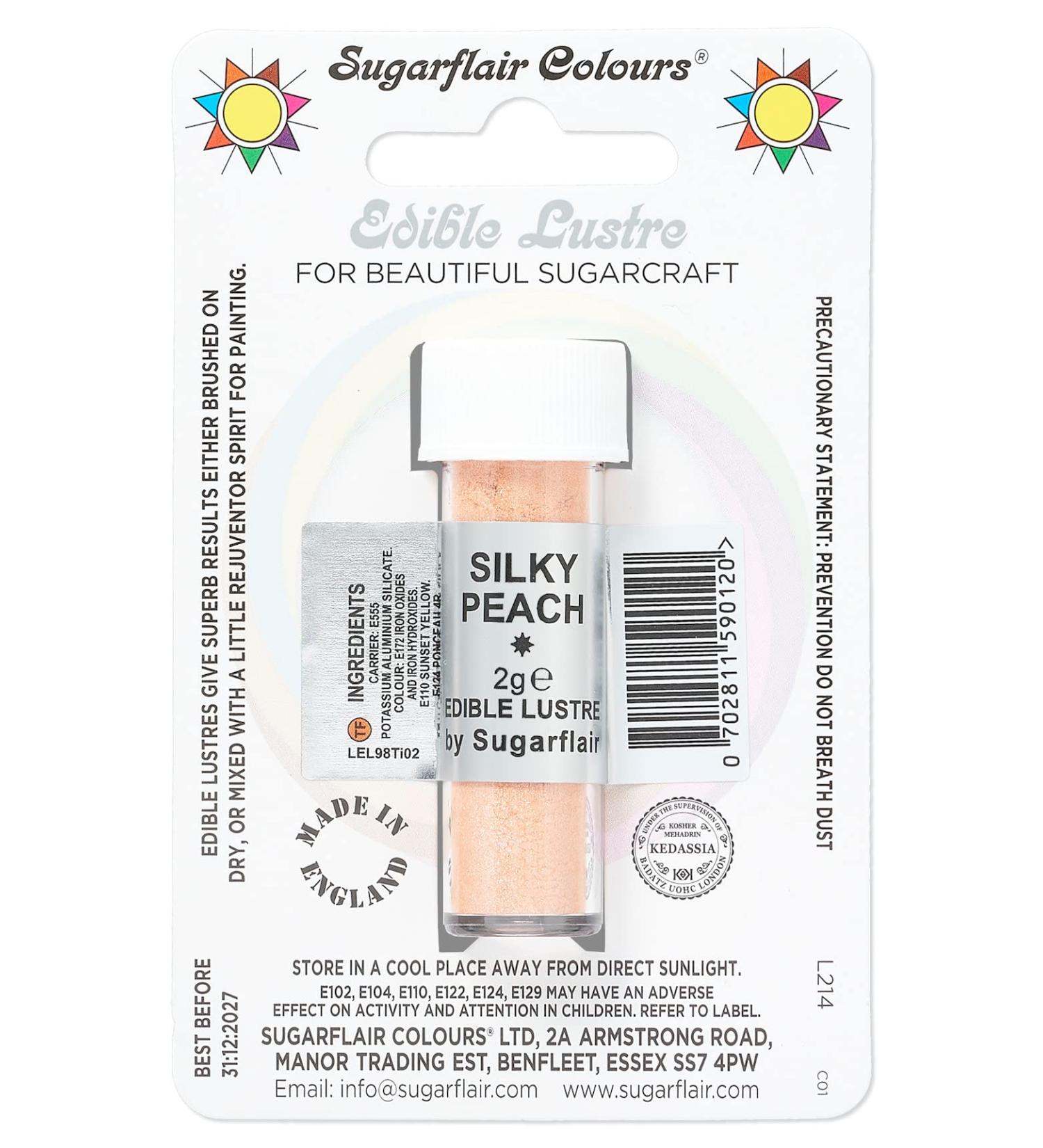 Sugarflair Silky Peach Edible Lustre Dust (E171 Free) Add a Lustrous Shine to Cakes or Decorations. Brush On or Add Rejuvenator to Create Eye-Catching Edible Paint- 2g