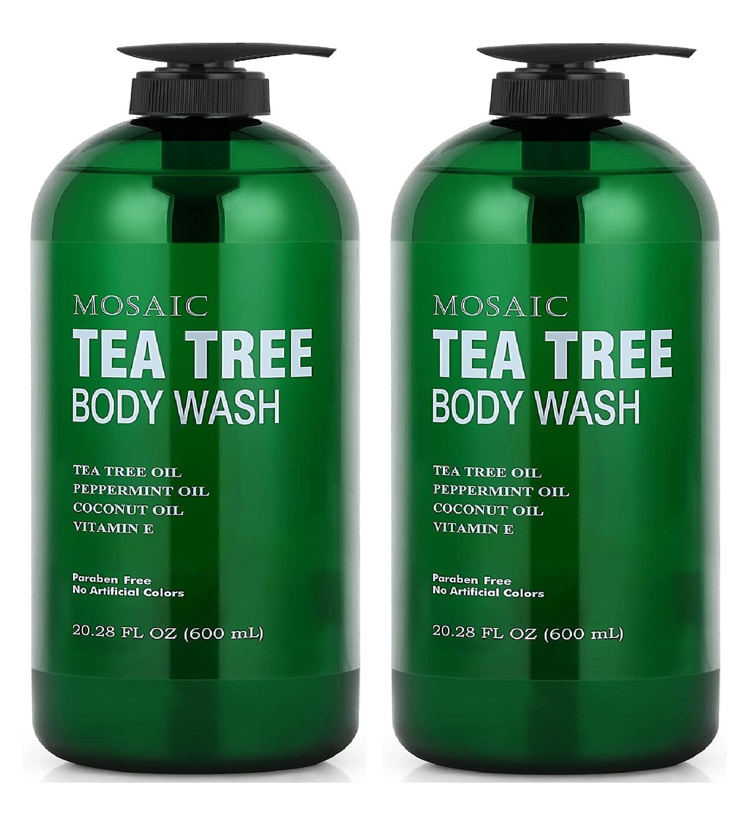 Tea Tree Body Wash & Shower Gel for Jock Itch, Eczema, Ringworm, Body Odor, and Acne - Large 20.2 Fl Oz Bottle - Pack of 2 - Buy Online on GoSupps.com