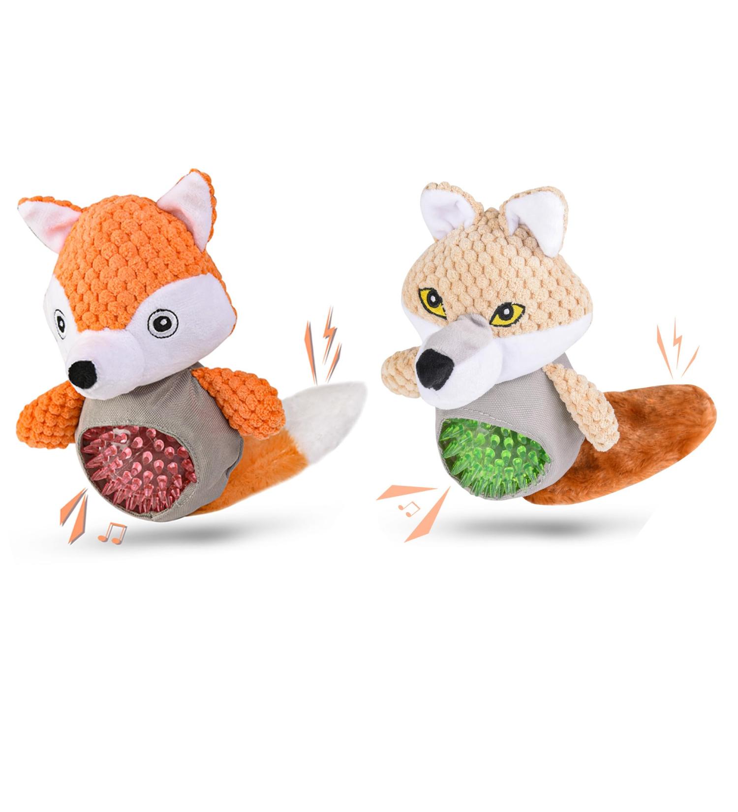 Wookiwuki Squeaky Dog Toy - Fox & Weasel Design | Crumpled Paper for Small & Medium Dogs | International Shipping Available - Buy Online on GoSupps.com