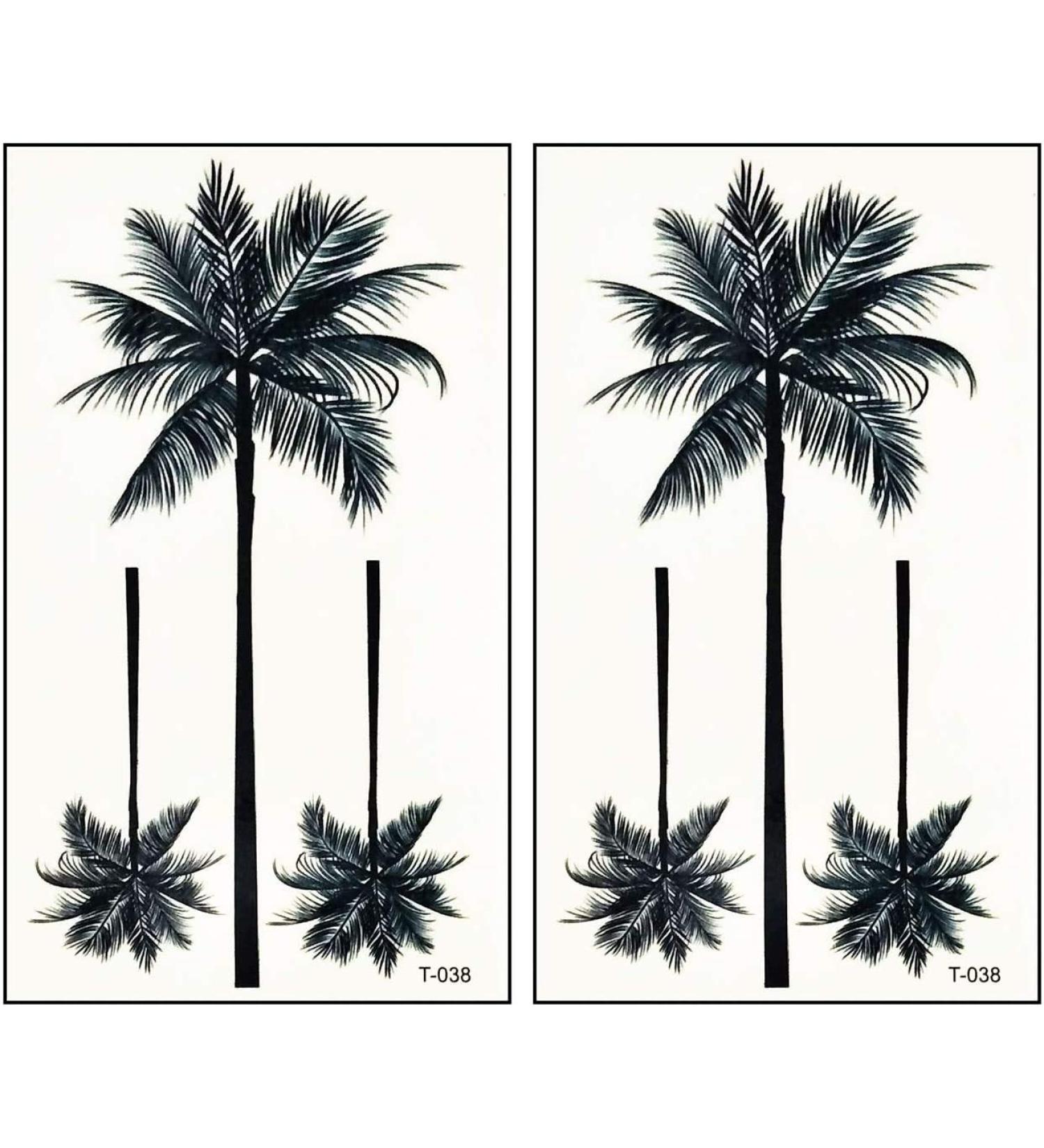Coconut Palm Beach Tree Mini Tattoos - 2 Sheets | Temporary Tattoo Stickers for Men, Women, and Kids | Waterproof Body Art for Fun Parties - Buy Online on GoSupps.com