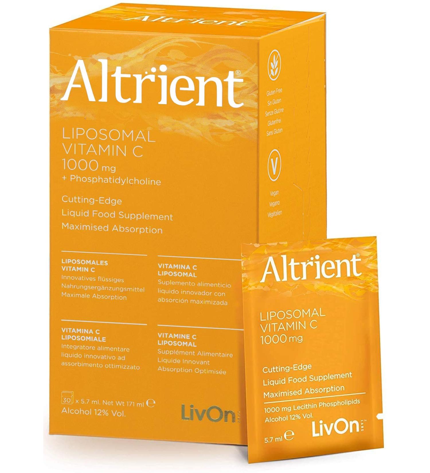 Altrient Liposomal Vitamin C 1000mg Liquid Sachets - 30 Servings (Vegan-Friendly) - Buy Online on GoSupps.com