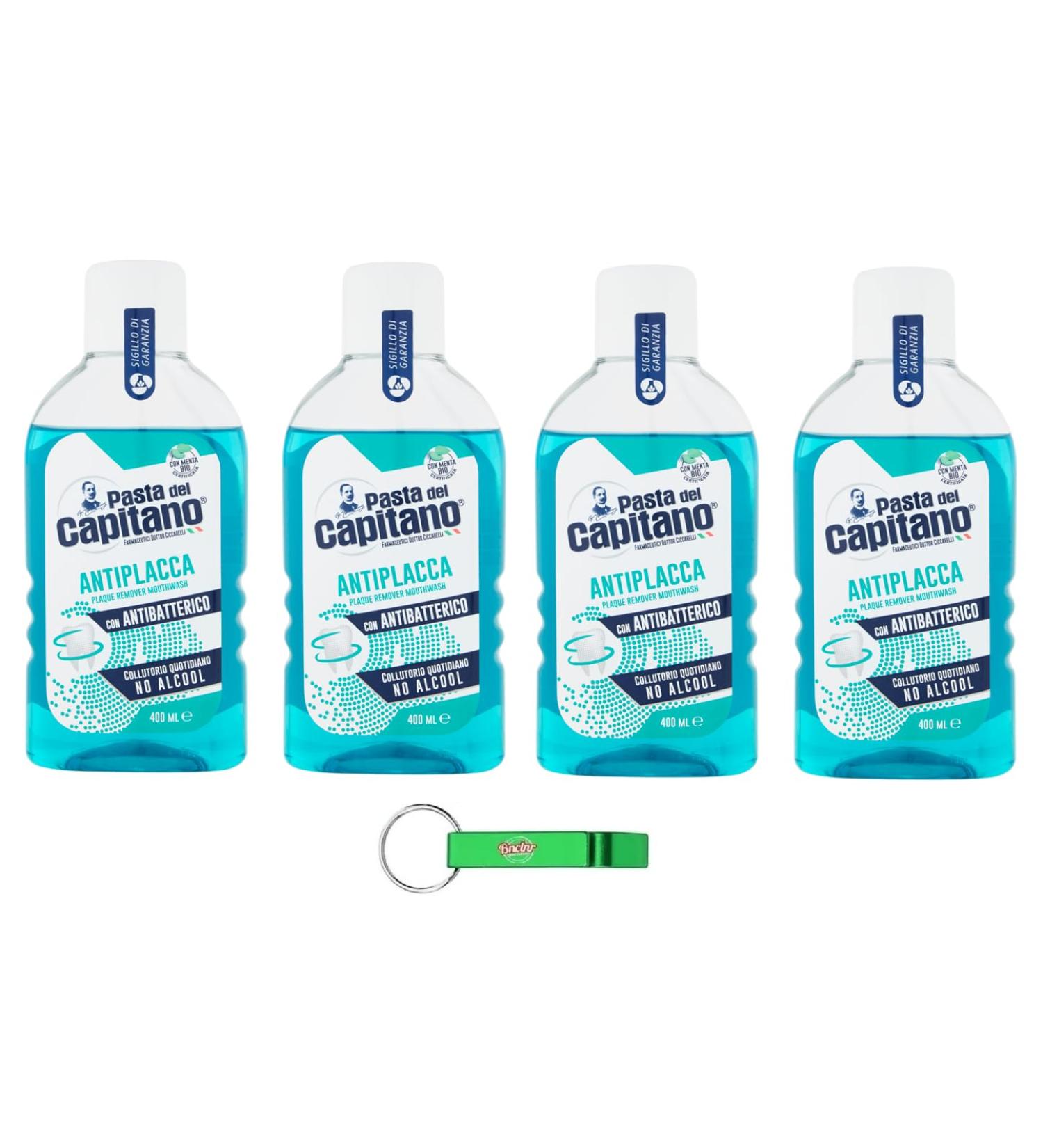 Buy 4x Pasta del Capitano Antiplacca Mouthwash 400ml - Anti-Plaque Oral Hygiene + Free Beni Culinari Keychain | International Shipping - Buy Online on GoSupps.com