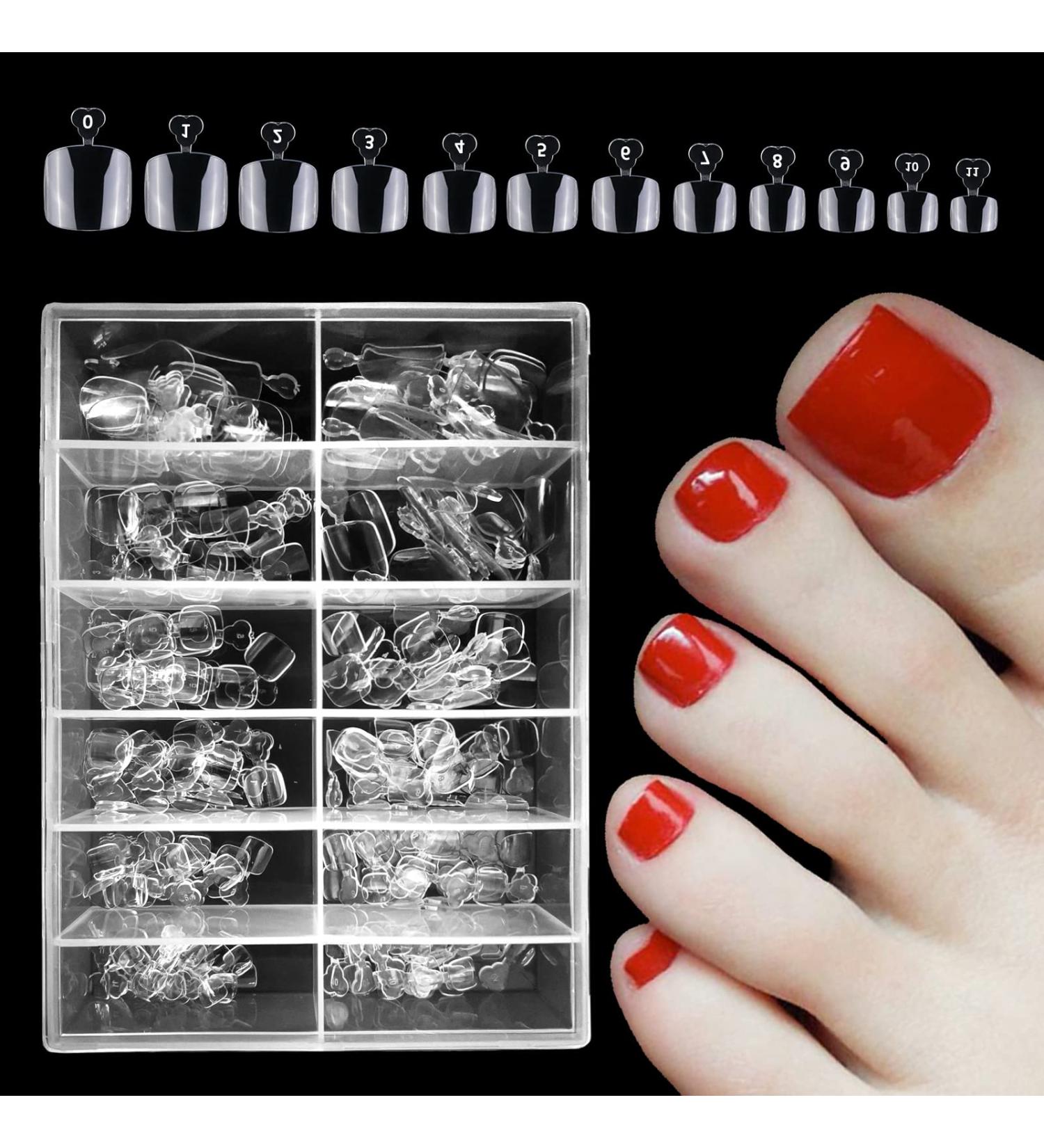 240pc Clear Full Cover Short Square Gel X Toenail Tips - False Toe Pedicure Design for Gel/Acrylic Toe Nails Extension - Buy Online on GoSupps.com