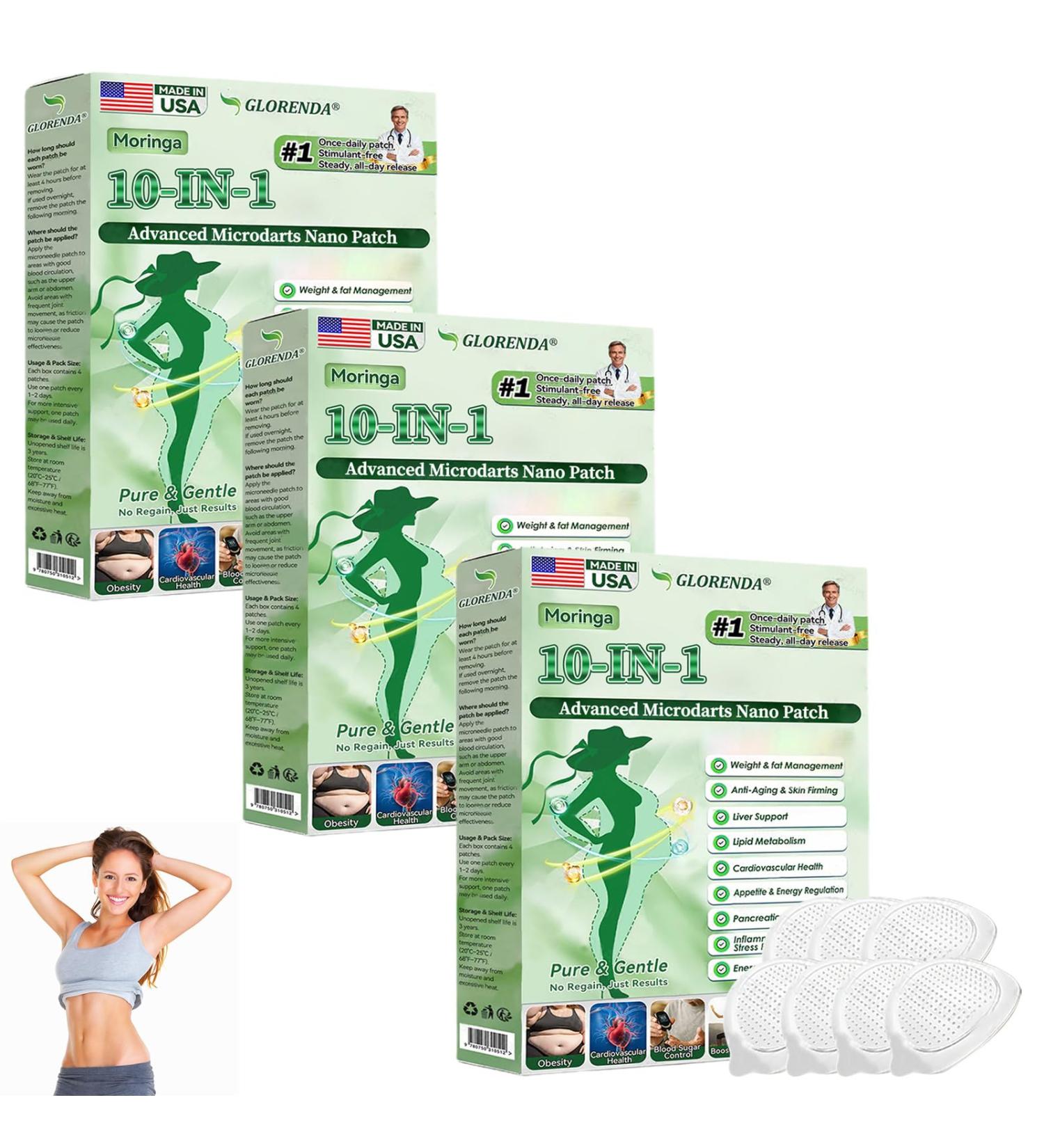 TLOPA GLORENDA Moringa 10-in-1 Nano Microdarts Patch 2026 New Glorenda Moringa Patch Natural Patches for Women and Men - Gentle Formula for All Skin (3 boxes) - Buy Online on GoSupps.com