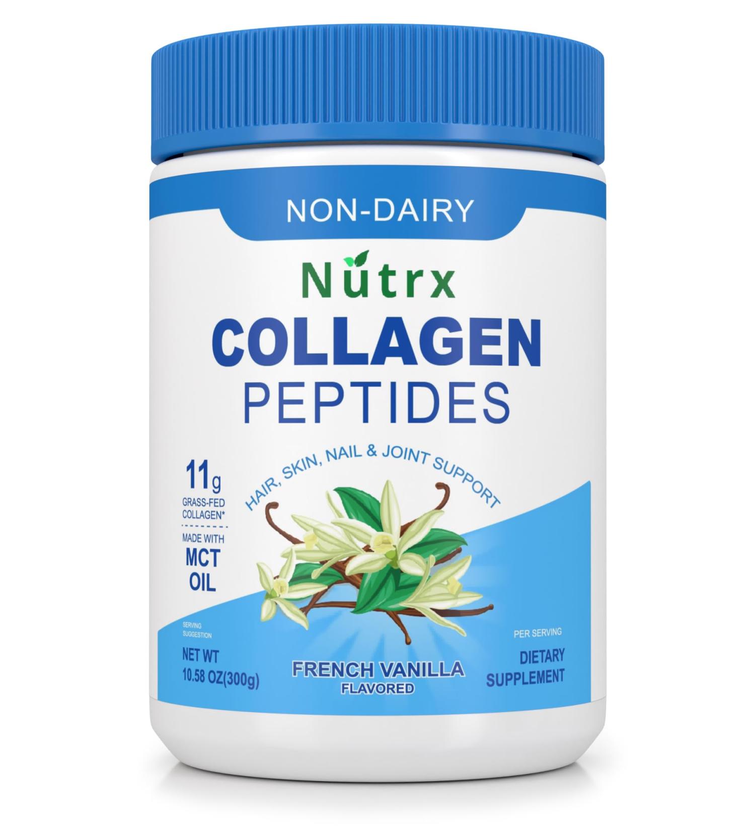 Collagen Peptides Powder Vanilla - Sugar Free Non-Dairy Collagen Protein Powder - Dissolves Easy No Clumps Collagen Powder with Vital Proteins Collagen Protein Supplements - by Nutrx - Buy Online on GoSupps.com