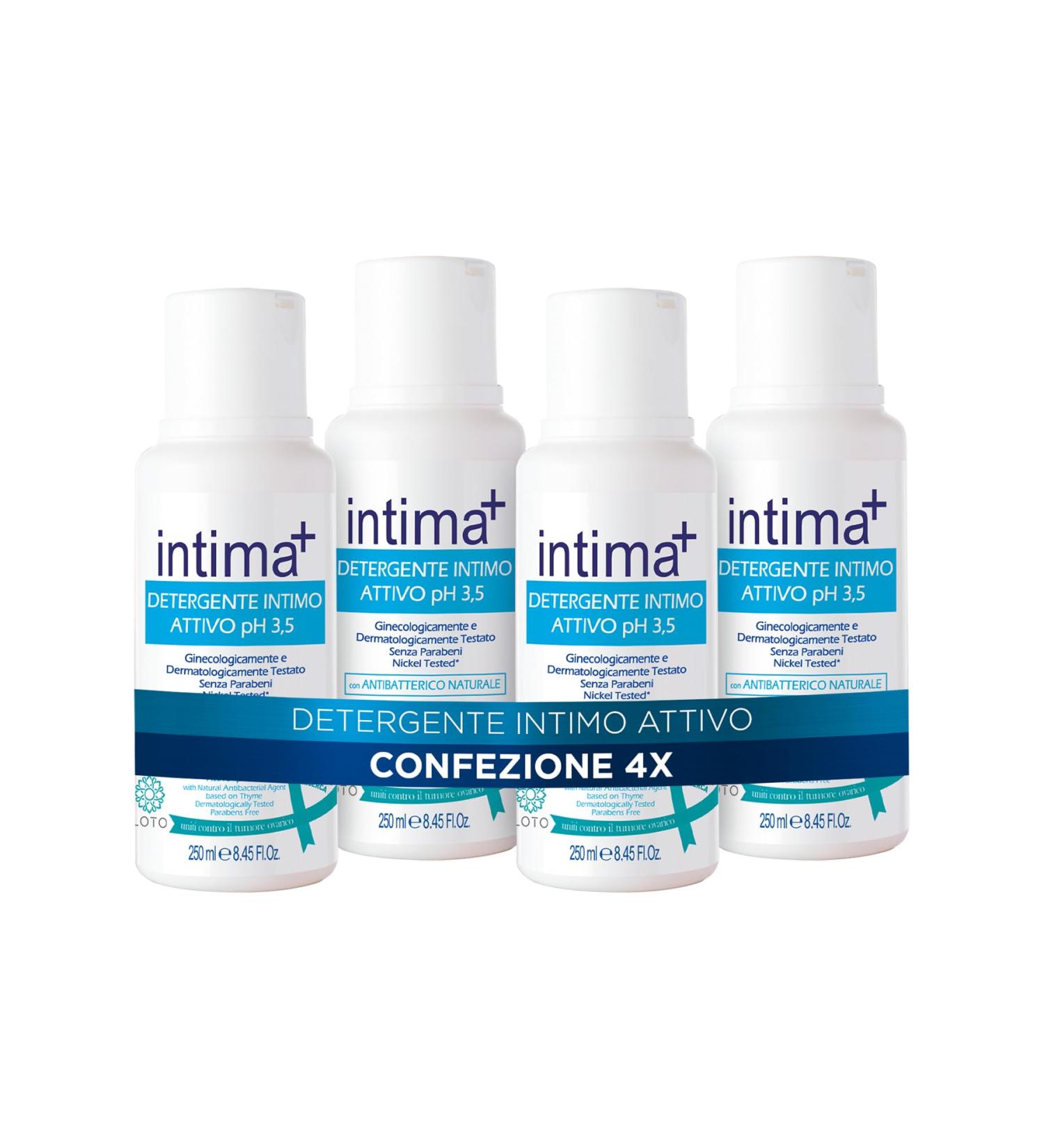  Intima+ Intima+ | Active underwear cleanser pH 3.5 with natural antibacterial thyme-based 4 x 250 ml - Buy Online on GoSupps.com