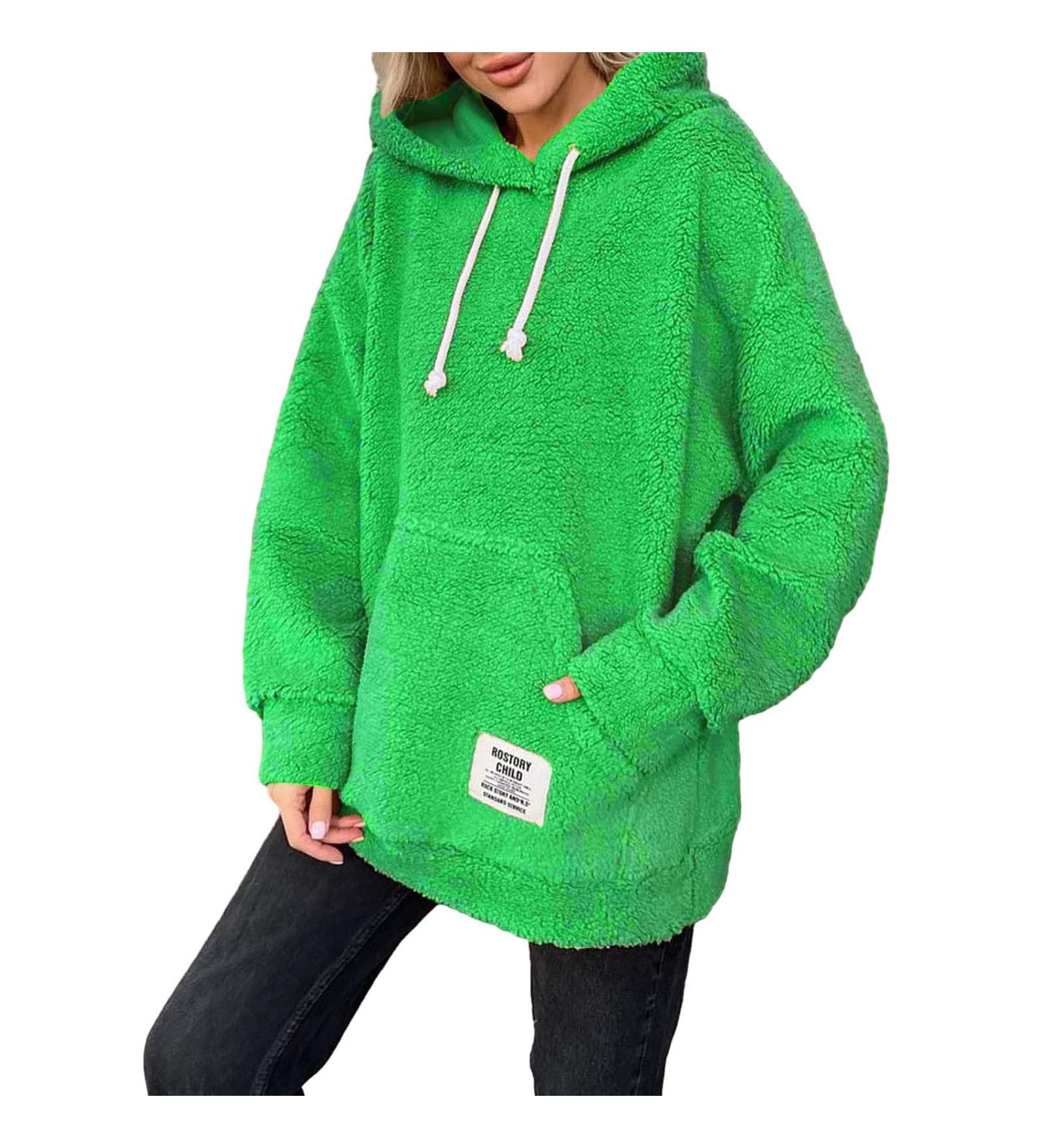 Shop Hanxiulin Oversized Plush Jacket - Women's Warm Lined Winter Parka & Light Outdoor Coat in Green - Buy Online on GoSupps.com