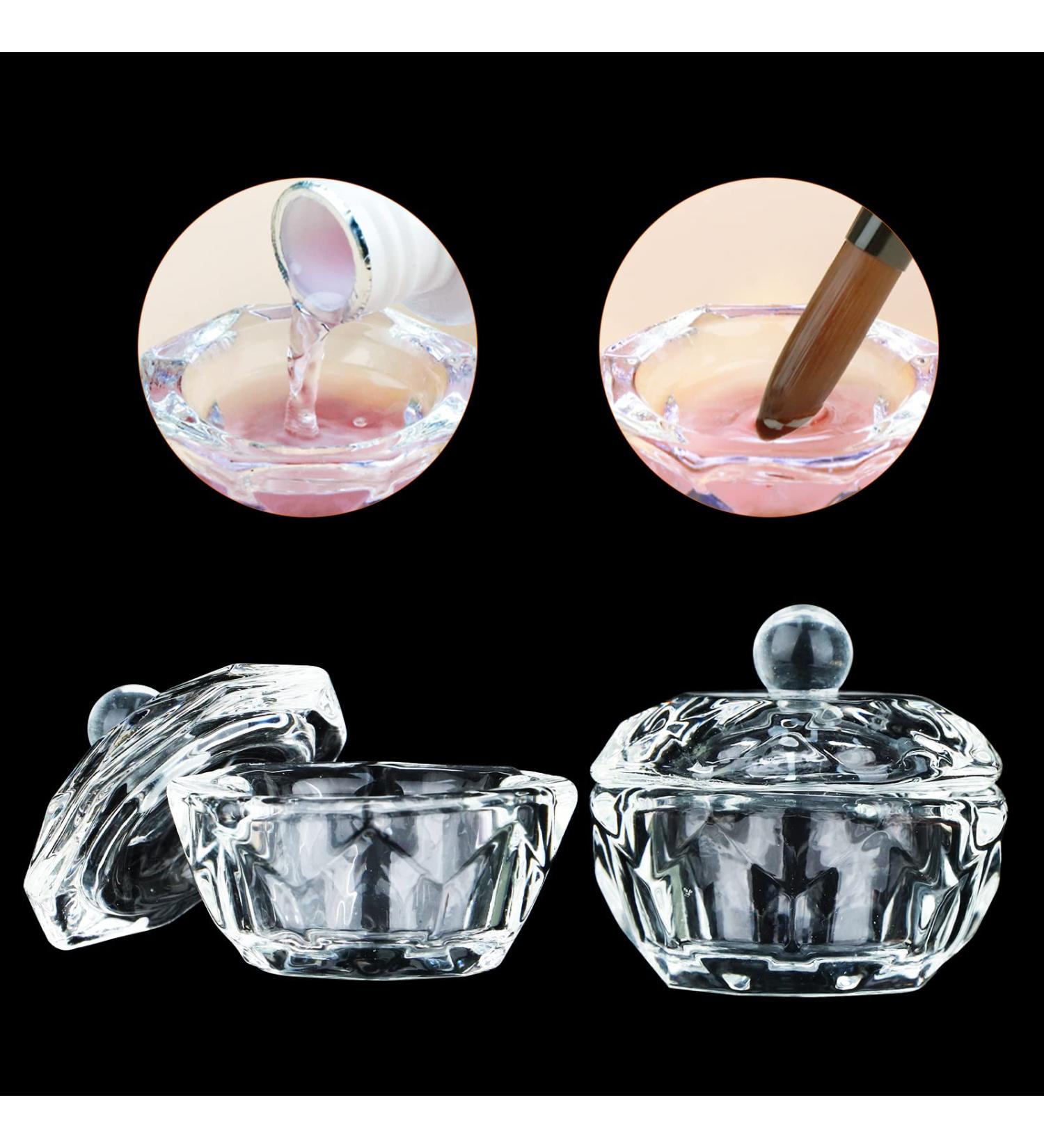 Saviland 2PCS Dappen Dish with Lid - Glass Acrylic Monomer Cup for Acrylic Nails - Crystal Nail Art Supplies - Buy Online on GoSupps.com