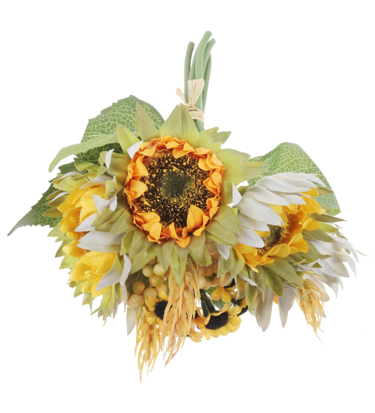 Zerodeko Flower Arrangement Supplies Vintage Small Mirror Round Decor for Home Bulldog Figurine Bridal Bouquets Small Rope Basket Round Wooden Wall Decor Boho Props Sunflower - Buy Online on GoSupps.com