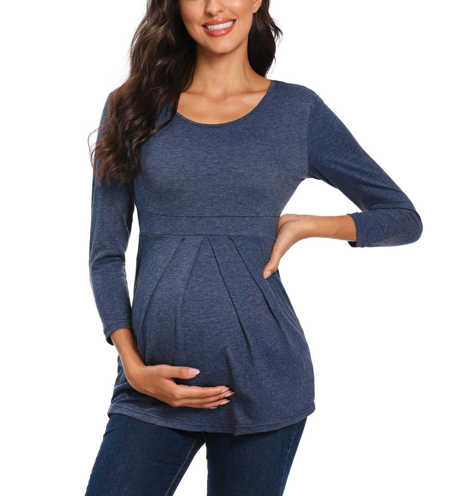 Love2Mi Maternity Nursing Shirt - Layered Design Wrap Top in Navy - Buy Online on GoSupps.com