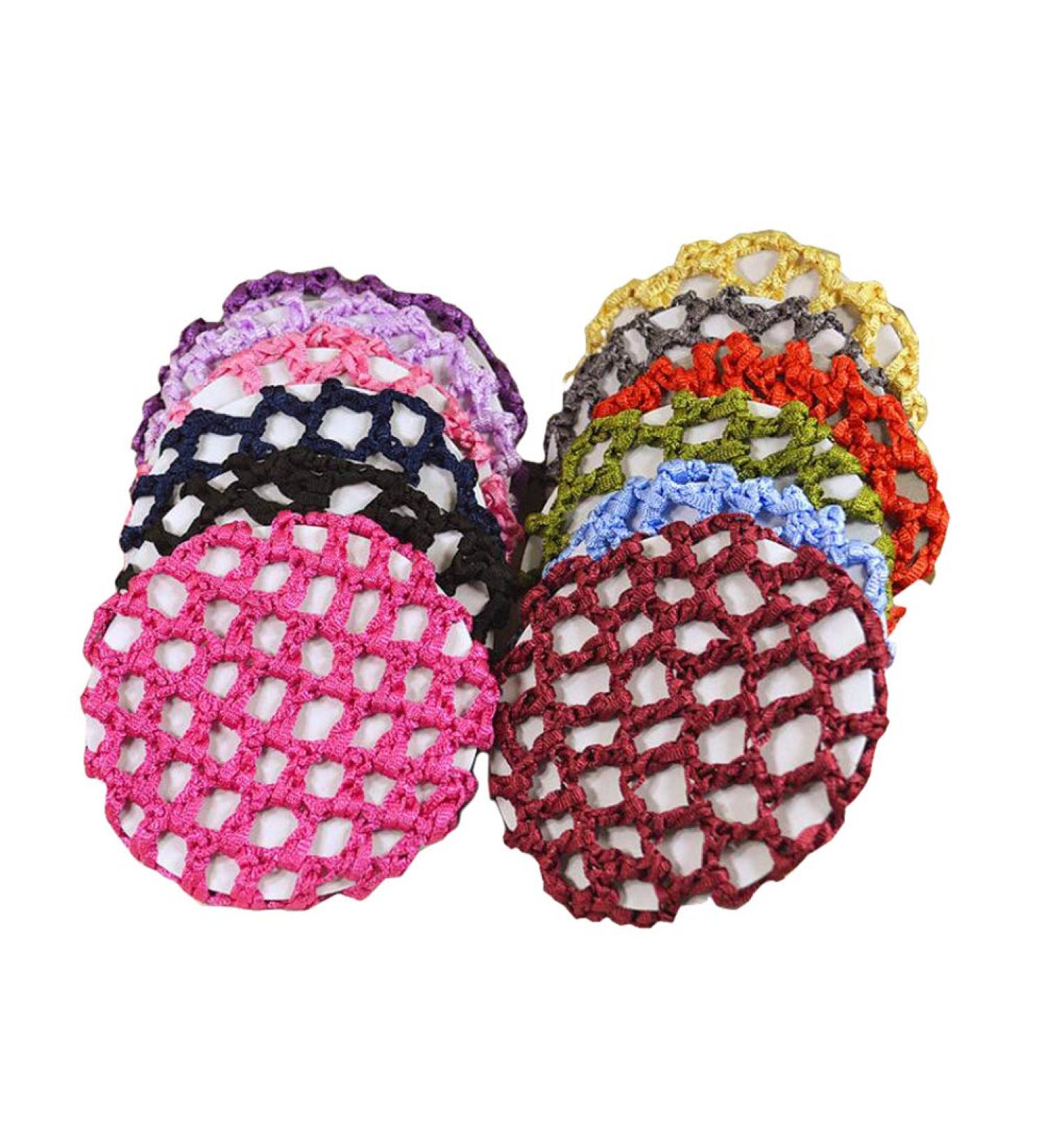 Handmade Knit Mesh Hair Bun Cover Snood Set - 12 Pieces, Assorted Colors - Buy Online on GoSupps.com