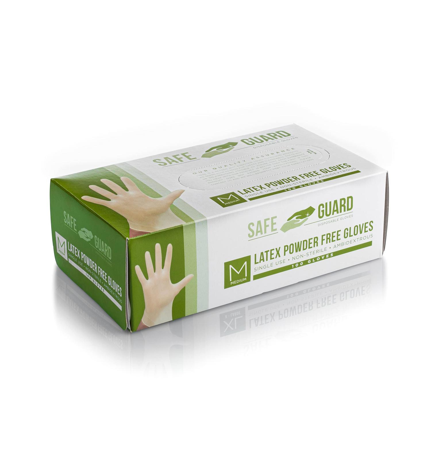 Safeguard unisex adult Latex Gloves, Box, Medium ,100 Count (Pack of 1) Medium (100 Count)