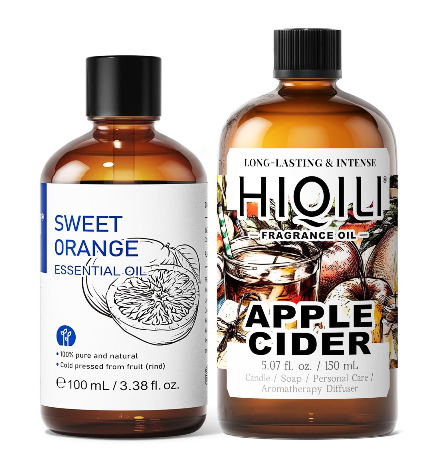 HIQILI 100ML Orange Essential Oil & 150ML Apple Cider Fragrance Oil for DIY Diffuser - Buy Online on GoSupps.com