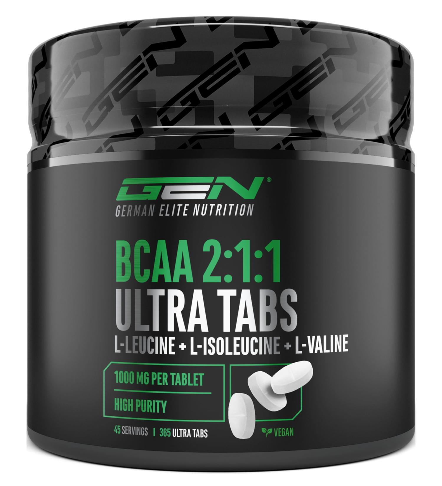 BCAA Ultra Tabs - 365 Comprim s avec 1000 mg de BCAA par Comprim - Ratio Optimal 2:1:1 - Complexe d Acides Amin s base de Leucine Isoleucine & Valine - Vegan - Buy Online on GoSupps.com