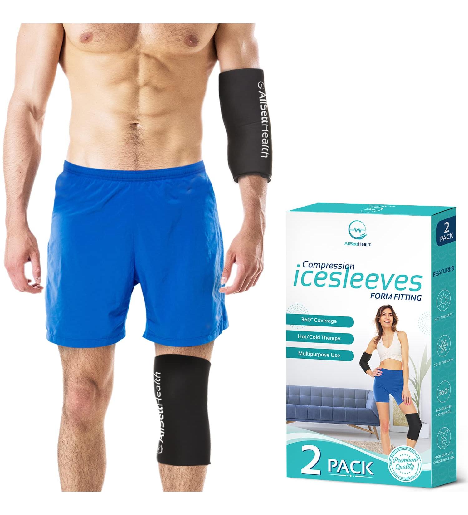 2 Pack Hot and Cold Compression Ice Pack Sleeve - Joint and Muscle Relief Support for Knee, Elbow, Legs, and Arms (2-PACK Large) - Buy Online on GoSupps.com