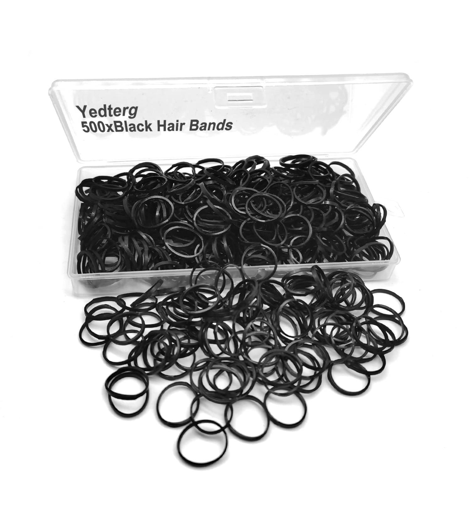 500pcs Black Elastic Hair Bands with Box - Small Hair Rubber Bands for Women, Kids, Braids, Beard - Soft Mini Elastics Ties - Buy Online on GoSupps.com
