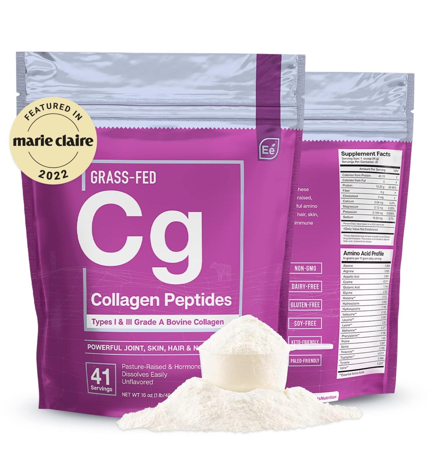 Essential Elements Hydrolyzed Collagen Powder - Joint, Skin, Hair, & Nail Support | Grass-Fed Peptides Type I & III | Preservative-Free | 41 Servings - 16oz - Buy Online on GoSupps.com