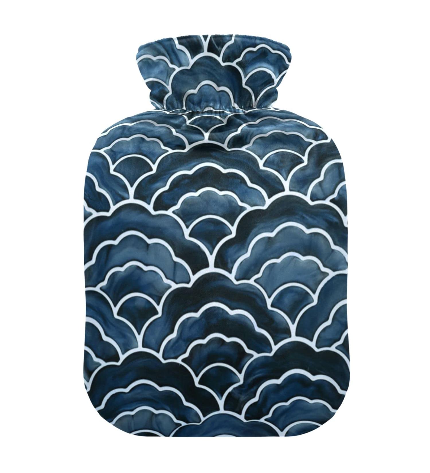 Japanese Wave Hot Water Bottle with Cover - 2L for Pain Relief Menstrual Cramps & Bed Warmer | International Shipping Available - Buy Online on GoSupps.com