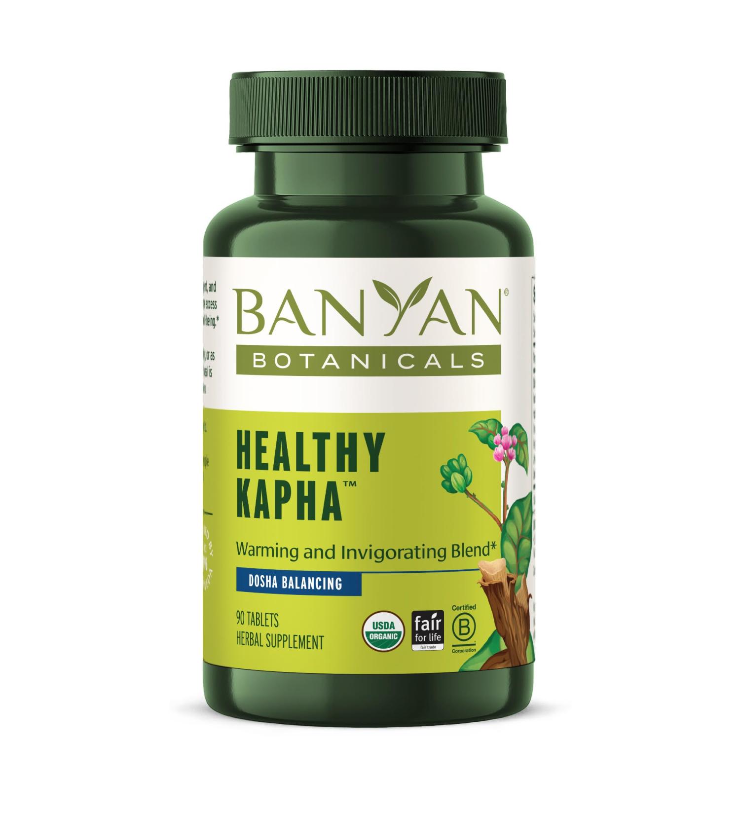 Banyan Botanicals Healthy Kapha Organic Herbal Tablets for Balancing Kapha Dosha Warming & Invigorating* 90 Tablets Non-GMO Sustainably Sourced Vegan - Buy Online on GoSupps.com