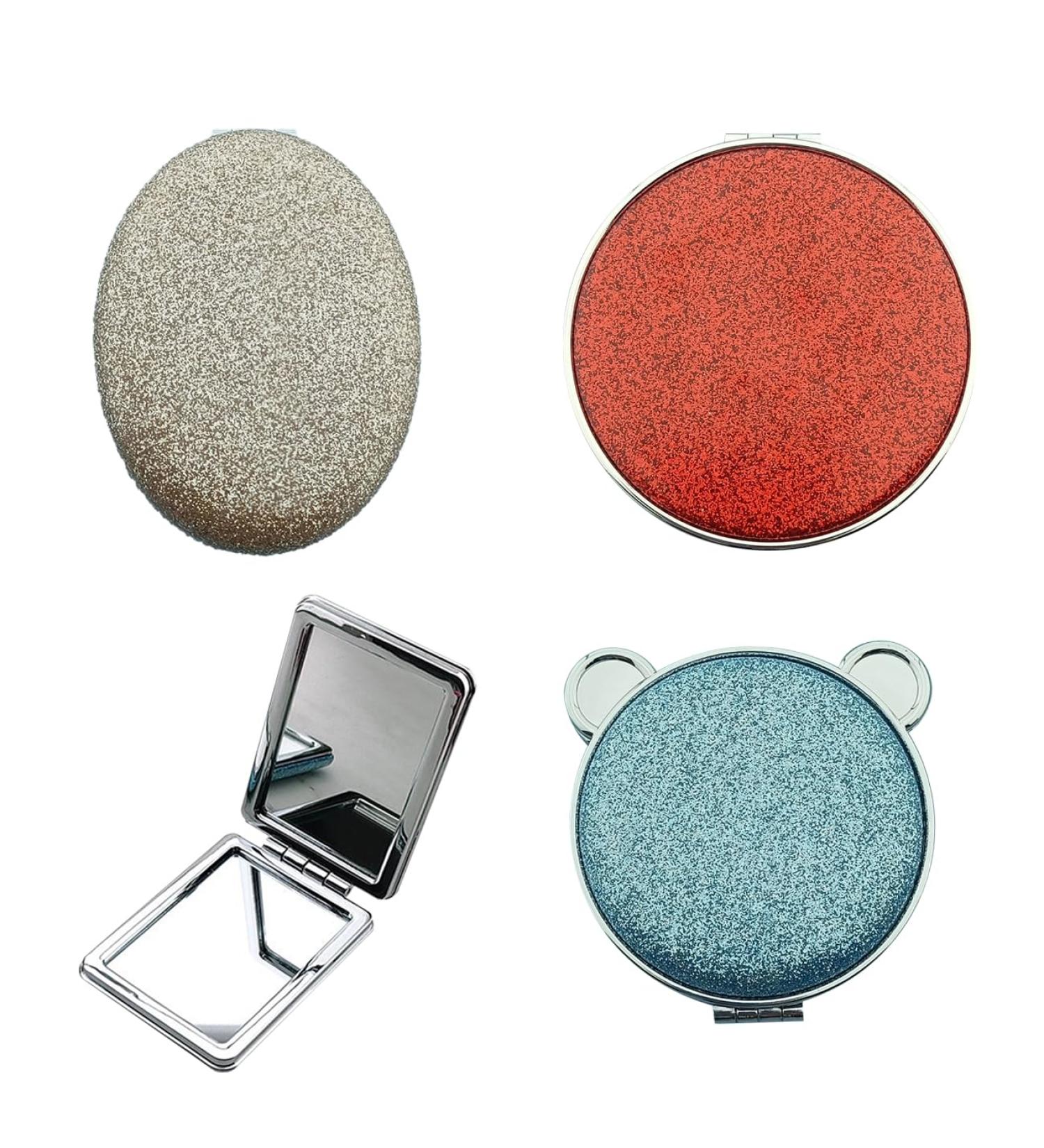 Traziewell Round Mirror Personalised Gifts Travel Folding Double Sided Pocket Makeup Mirrors Golden Red and Lake Blue JZ000218 Jz000218 Three Seats - Buy Online on GoSupps.com