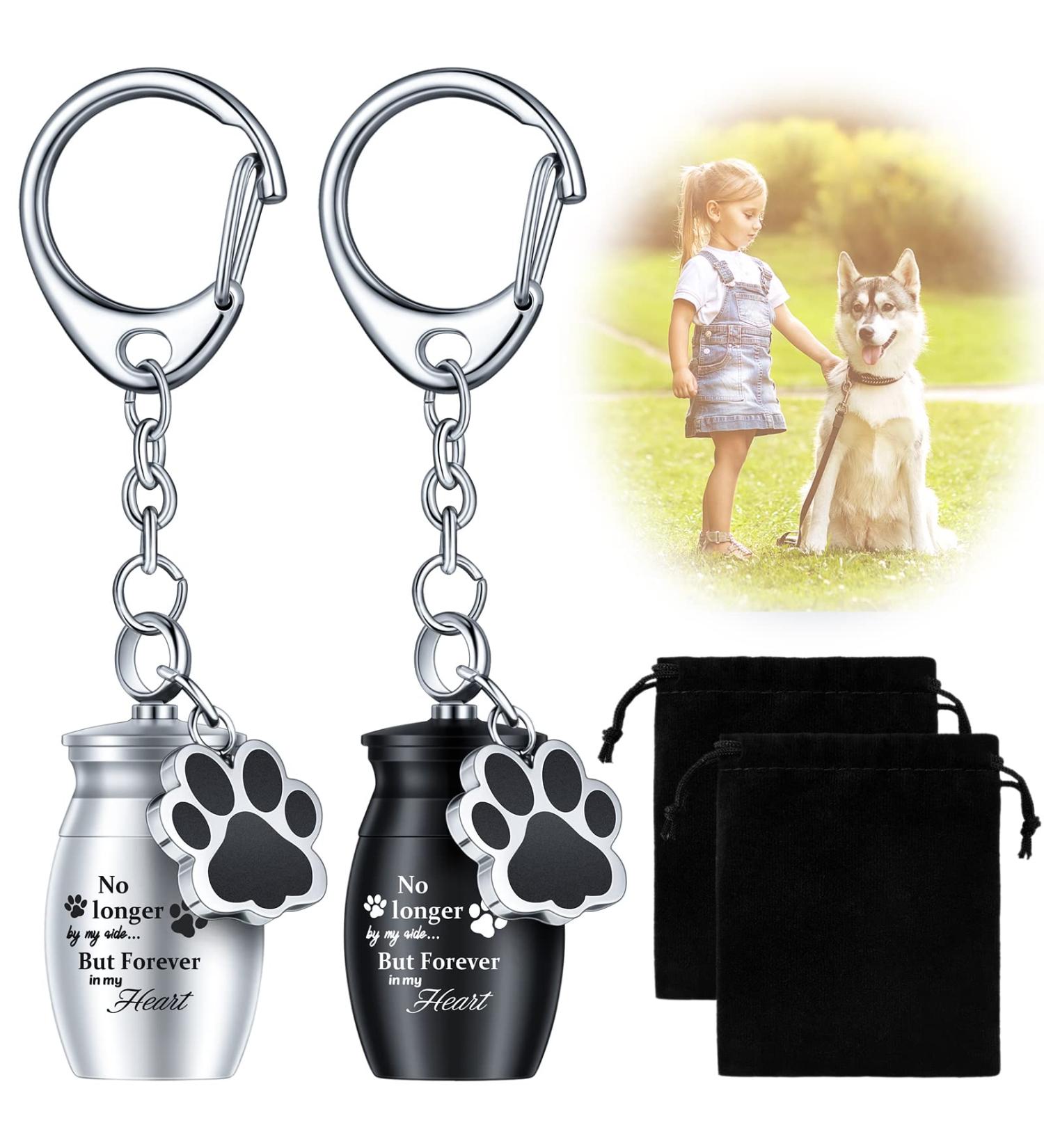 Tudomro 2 Pcs Pet Urns Keychain with Storage Bags - Small Pet Ashes Keepsake for Dog Cat Cremation Jewelry - Buy Online on GoSupps.com