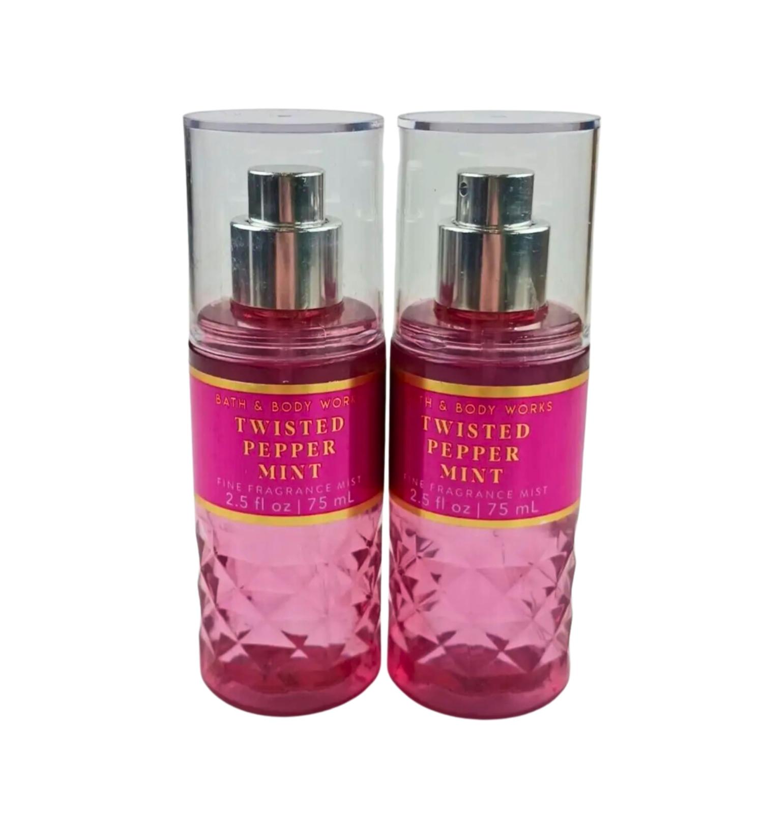 Bath & Body Works Mini Travel Size Fine Fragrance Mists 2.5oz Each Set of 2 (Twisted Peppermint)