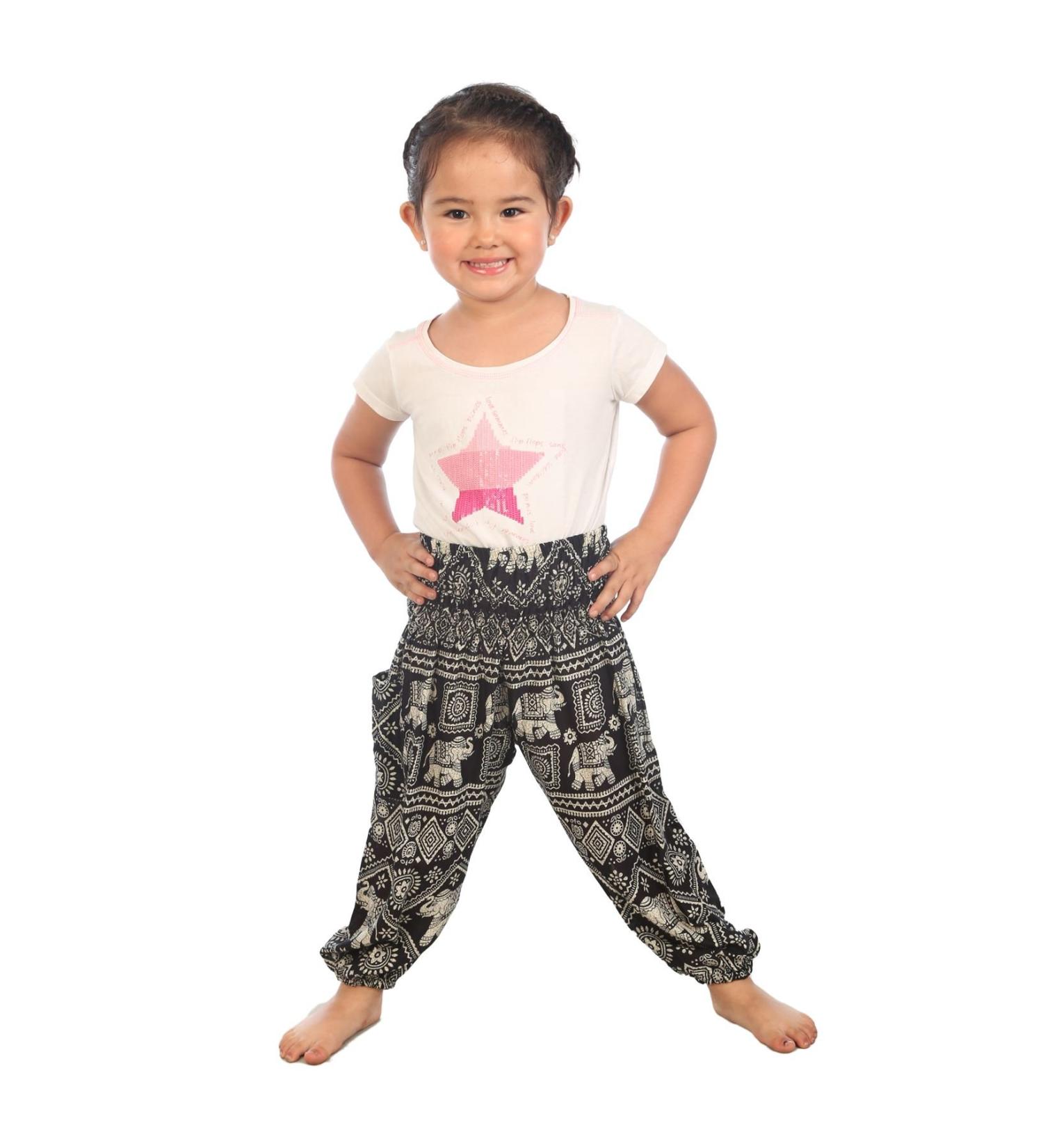 Kids Hippy Thai Harem Aladdin Pants, Elephant Black, 0-3 Months - Lofbaz - Buy Online on GoSupps.com