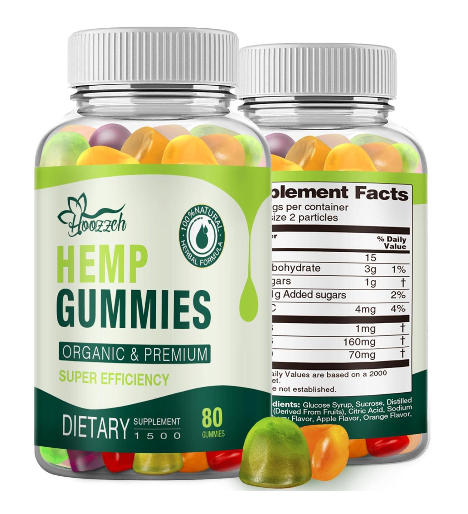 Premium Hemp Gummies High Potency for Pain Sleep Anxiety Relief Edible Gummy Made with Pure Organic Hemp Oil Advanced Extra Strength Vegan Gluten Free (1-Pack) 80 Count (Pack of 1) - Buy Online on GoSupps.com