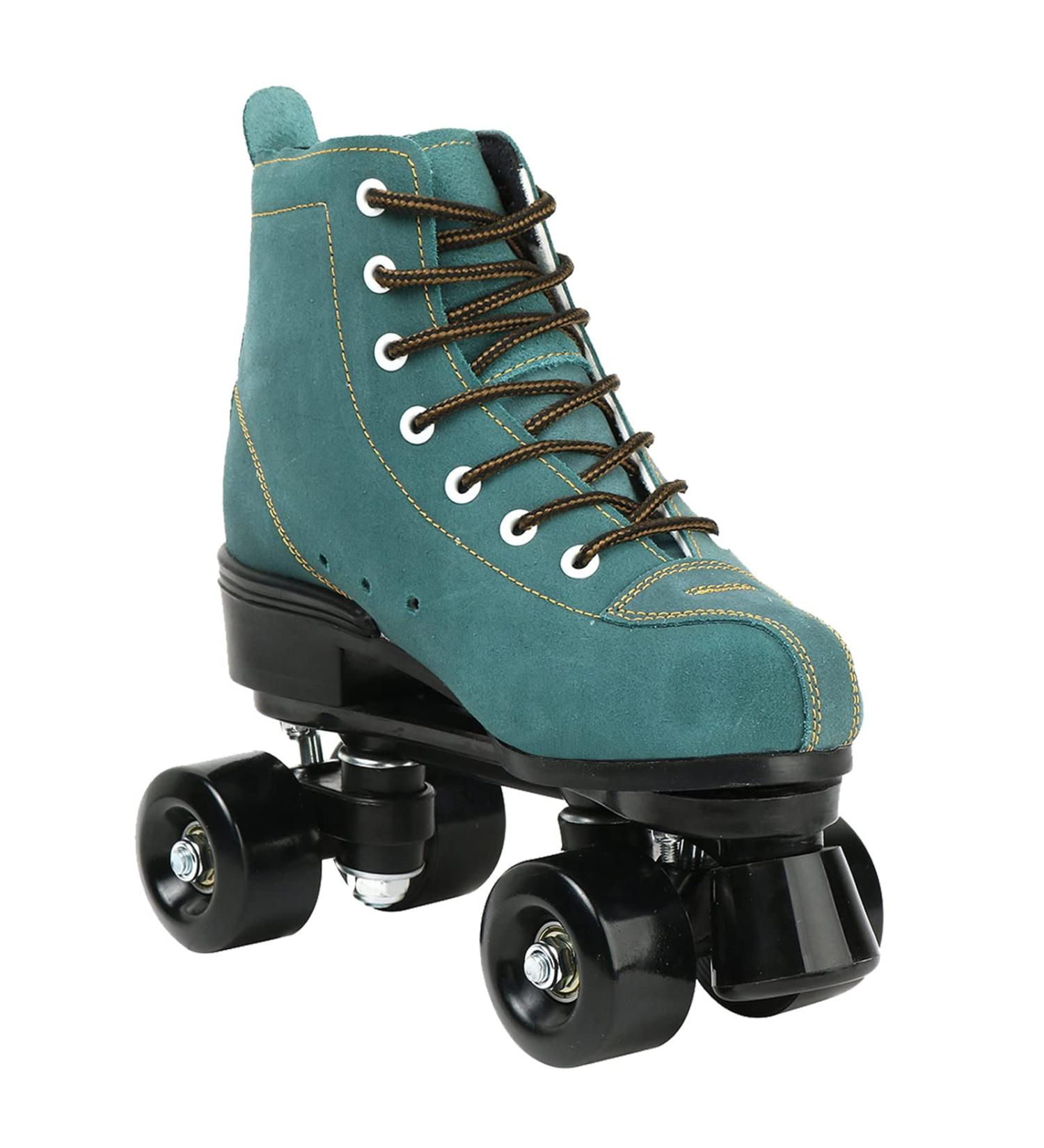 High Top Suede Roller Skates for Women & Men | Light Up Wheels | Blue | Size 39 - Buy Online on GoSupps.com
