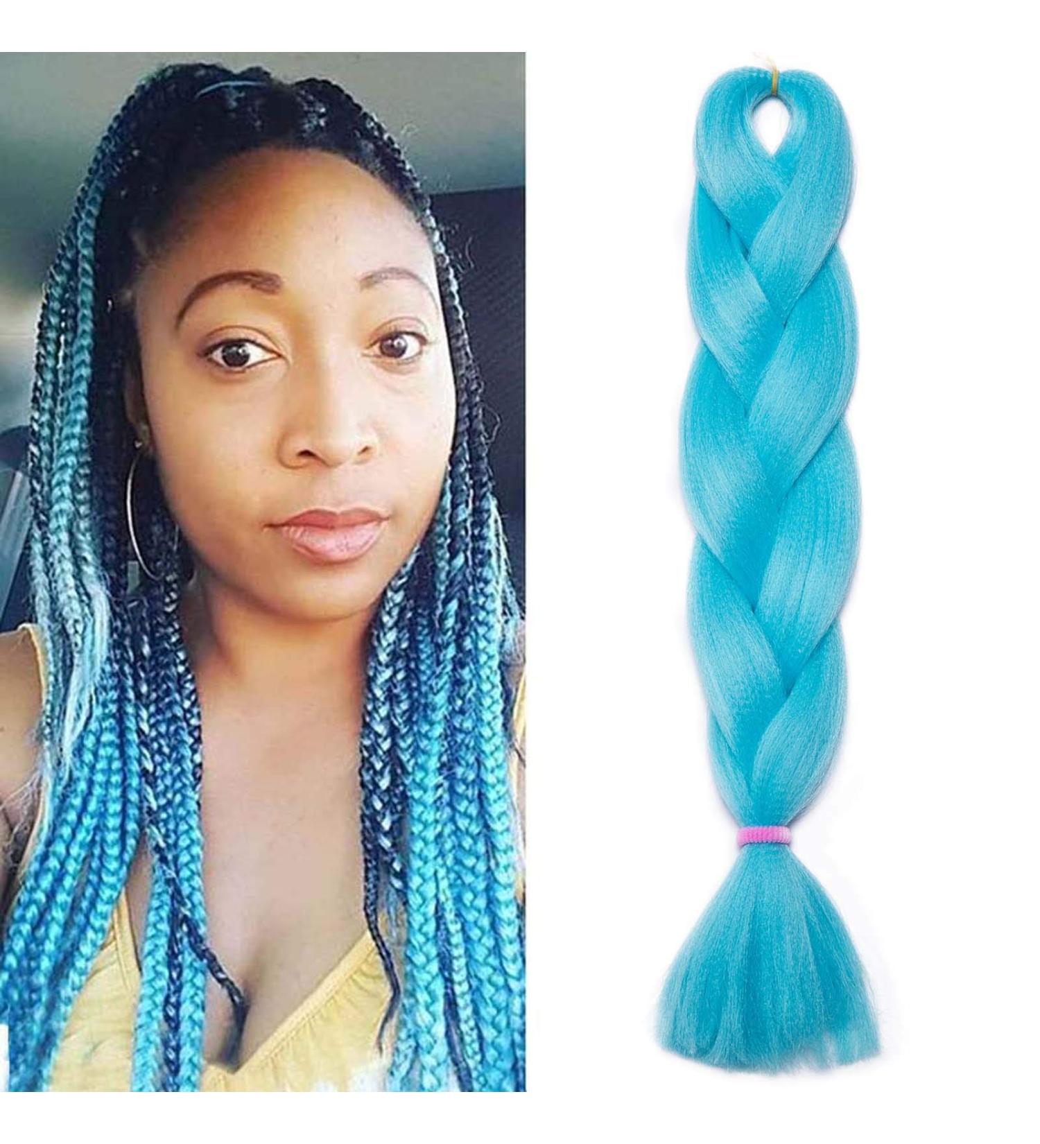 24 Inch Sky Blue Crochet Braids Hair Extensions - Synthetic Braiding Hair - International Shipping - Buy Online on GoSupps.com