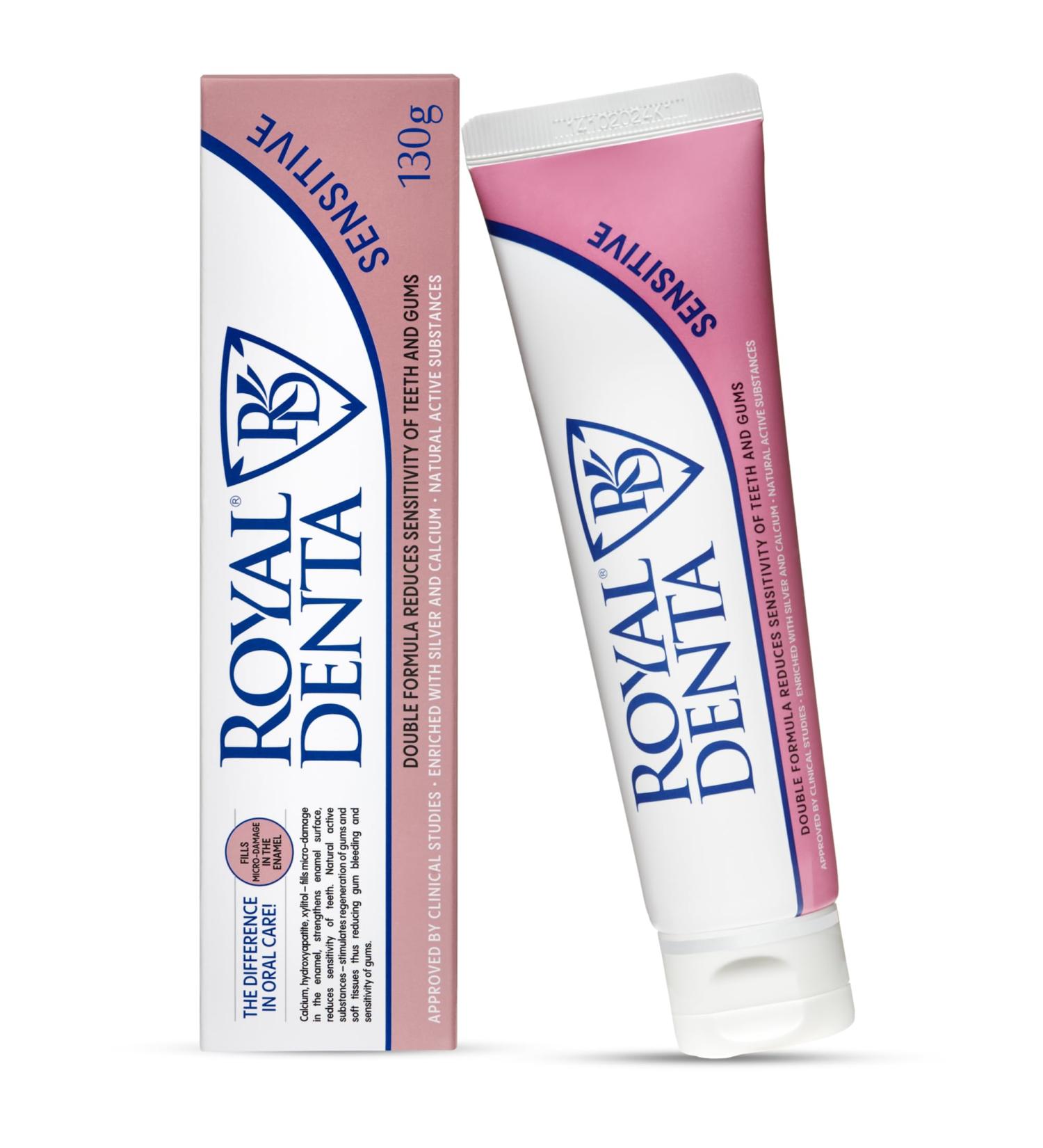 Royal Denta Sensitive Fluoride-Free Remineralizing Toothpaste with Q10 Coenzyme - 130g | Best for Sensitive Teeth & Healthy Smiles - Buy Online on GoSupps.com