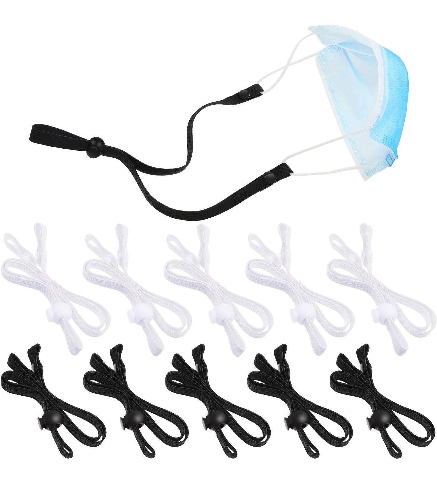 12 Pcs Adjustable Anti-Slip Ear Loop Extension Straps for Dust & Food Workers - Black & White - Buy Online on GoSupps.com