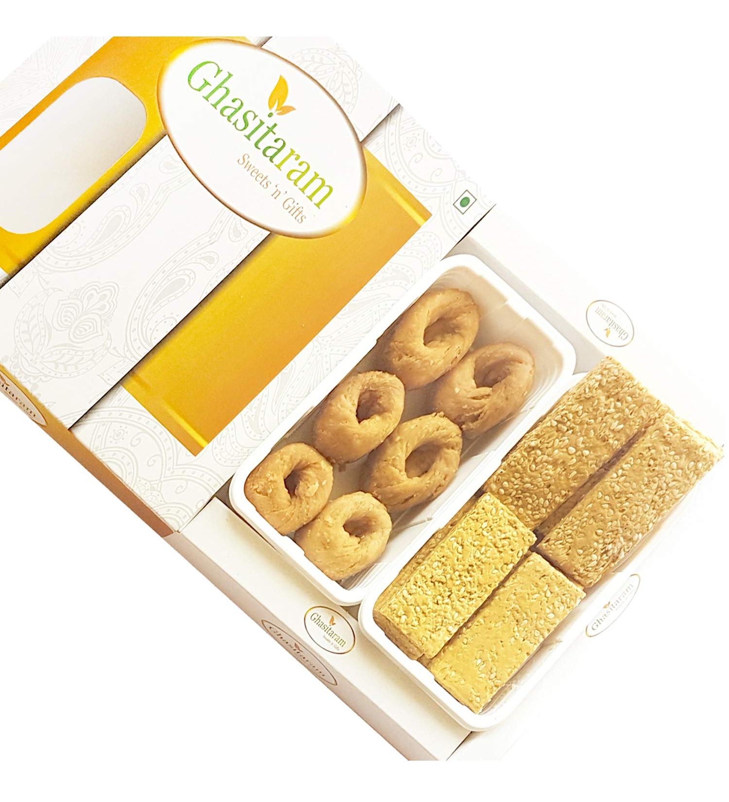 Ghasitaram Gifts Lohri Sweets - Khajoor and Gachak Hamper - Buy Online on GoSupps.com