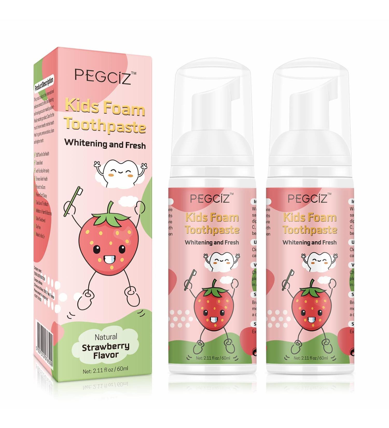 Children's Foam Toothpaste - Natural Formula for U-Shaped Toothbrush | 2x60ml Strawberry | Safe Oral Care - Buy Online on GoSupps.com